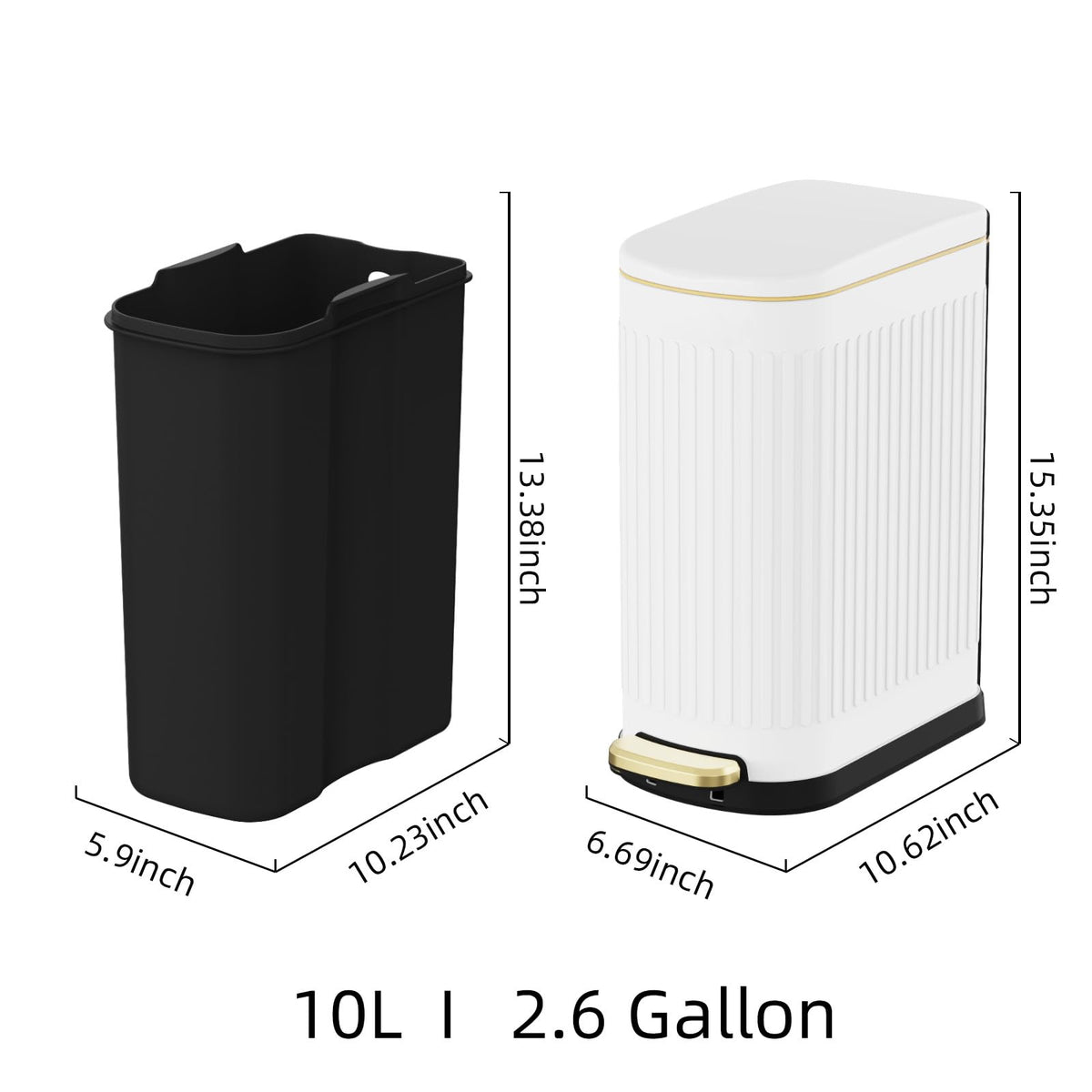 2.6 Gallon Slim Bathroom Trash Can with Soft Close Lid