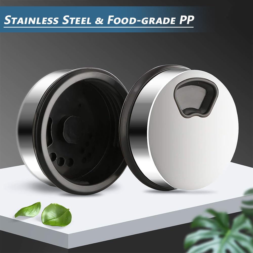 2 Pack 300ml Salt and Pepper Shakers, Salt Shaker with Adjustable Pour Holes, Spice Shaker, Glass Seasoning Shaker with Stainless Steel Lid, Spice Container for Kitchen