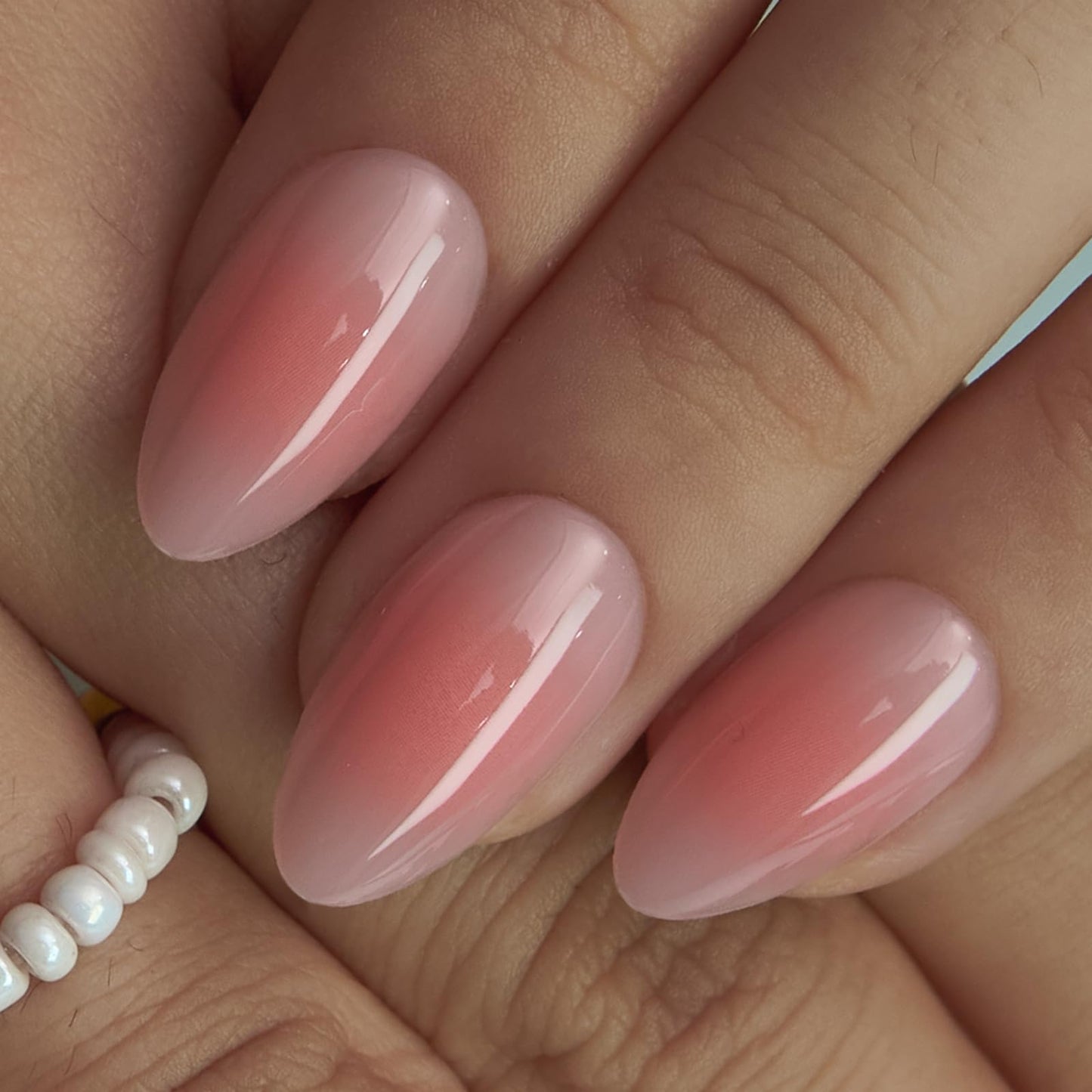 CurvLife Soft Gel Press On Nails – Reusable False Natural Fit Fake Nails Tips Stick Ons, Salon Quality UV Finish (Nude Blush Nails, Medium)