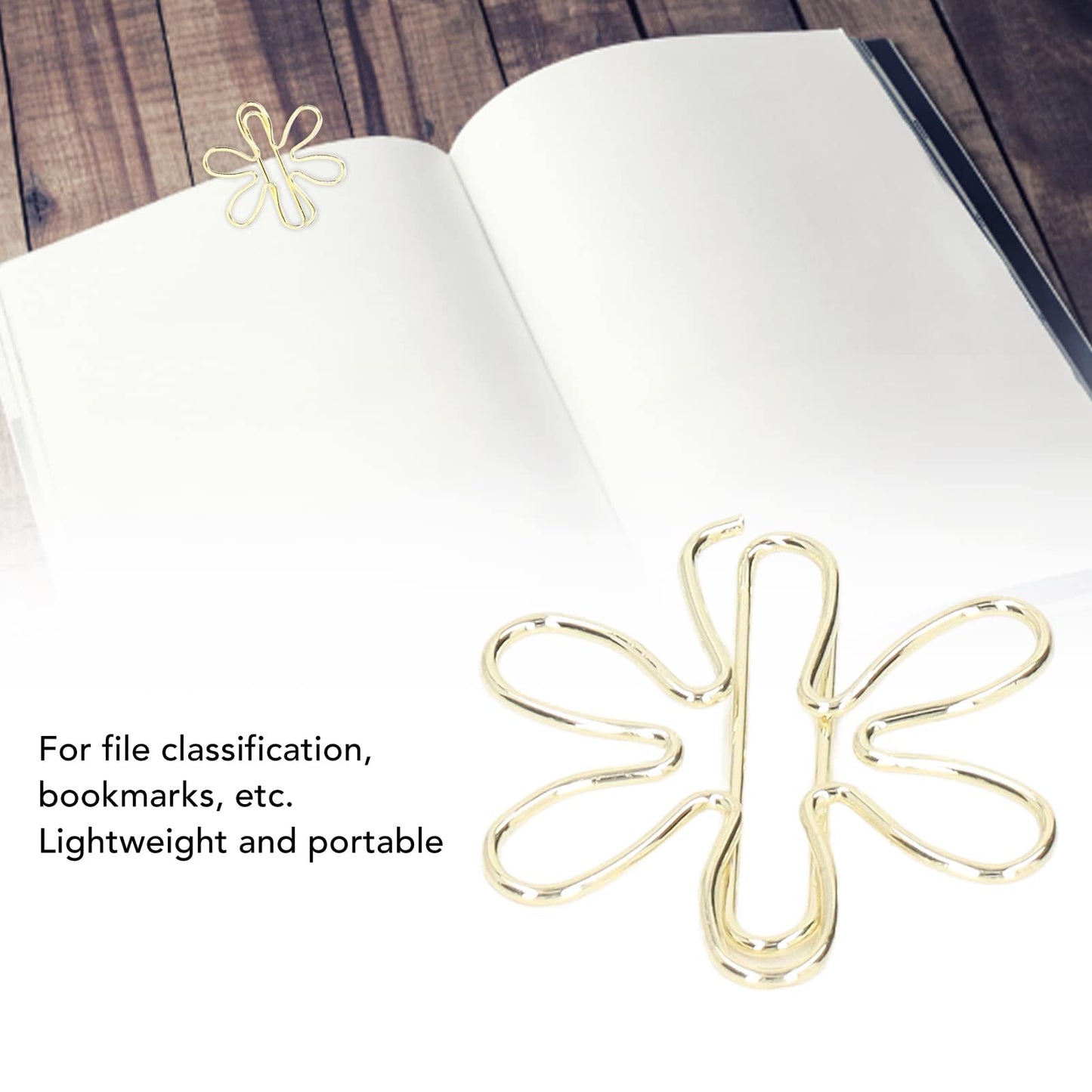 100Pcs Funny Planner Clips Cute Paper Clips Innovative Cute Design Anti Electroplating Process Gold Paper Clips for Office Home School (Floral Print)