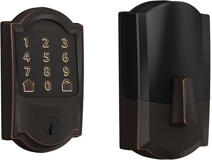 Schlage Encode Smart WiFi Deadbolt Lock for Front Door - Keyless Entry with App or Touchscreen - Works with Alexa, Hey Google, & Airbnb - Create Codes for Guests - Aged Bronze