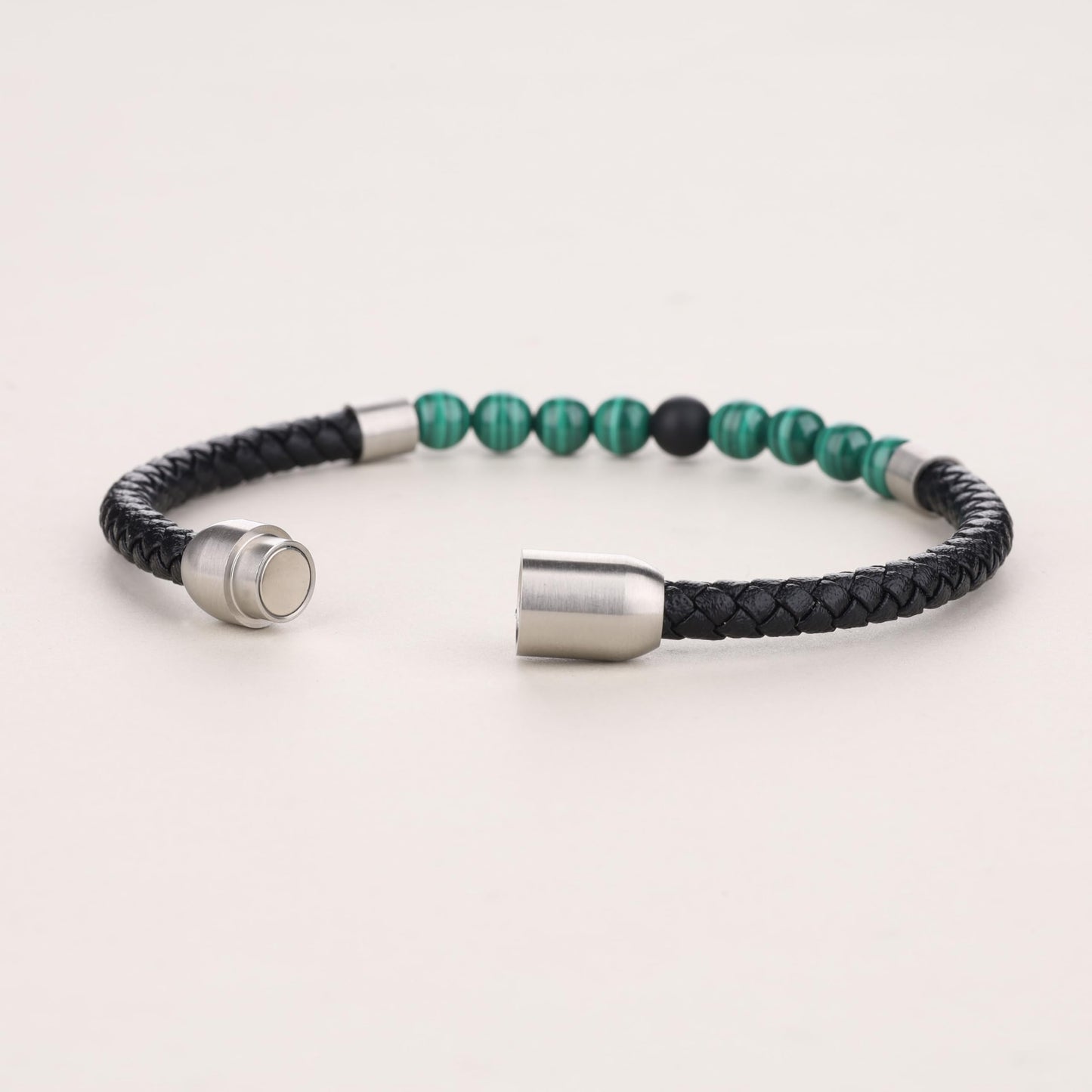 COAI Genuine Leather Bracelet, Malachite Onyx Bracelet for Men M