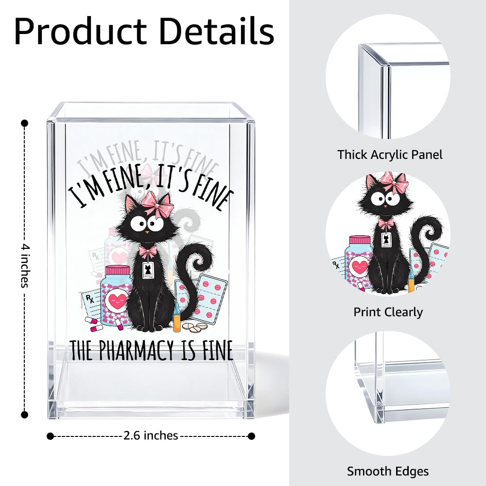 Gkodw Everything is Fine Cosmetic Organizer Pen Holder, Acrylic Desk Holder for Pen Pencil, Office Gifts for Coworker, Dumpster Fire Desk Accessory (Transparent44)