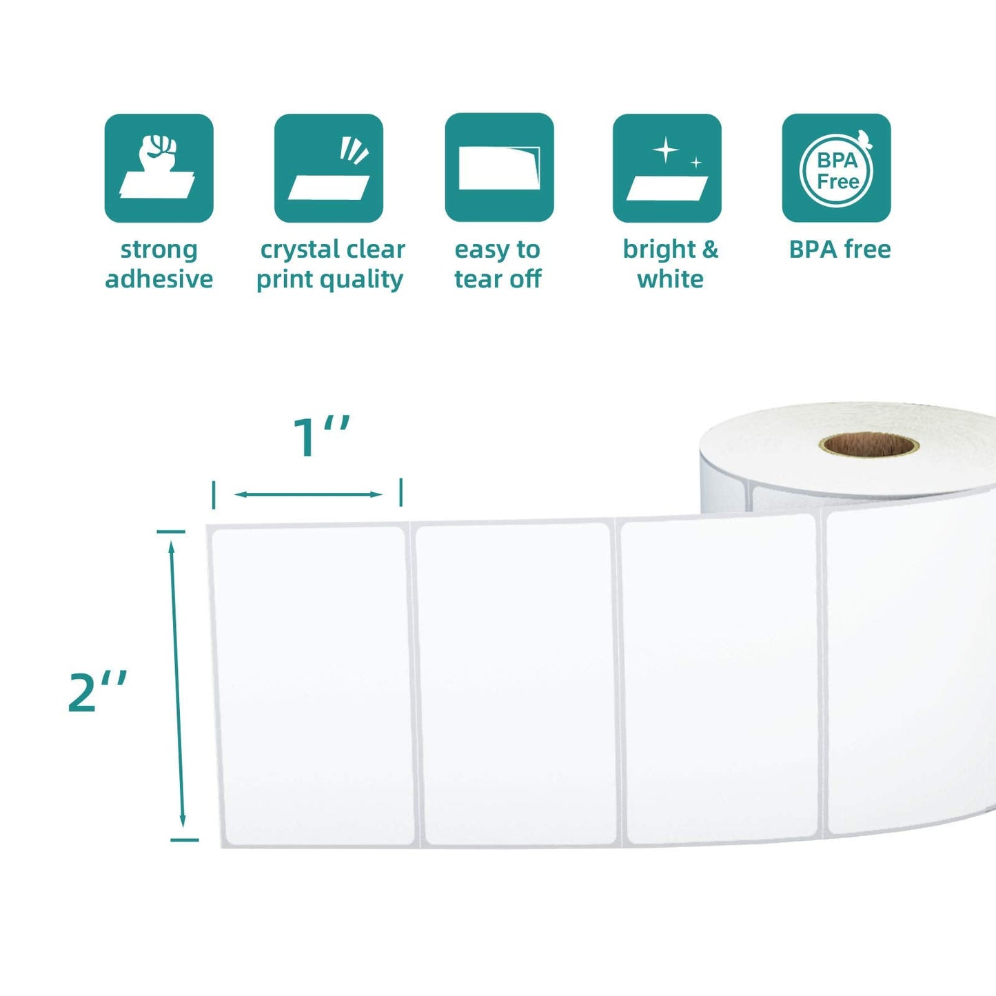 Labelchoice 3-Proof 2"x1" Direct Thermal Barcode Labels Rolls for Zebra LP2824 ZD411 ZD410 ZD421 ZD420 GK420D, 12 Rolls 15600 Pcs Waterproof Return Address Label Used with Rollo MUNBYN Desktop Printer