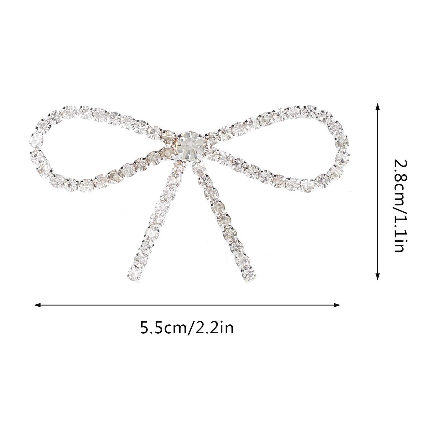 10Pcs Sliver Clear Rhinestone Crystal Bow Brooches Pins Set DIY Wedding Bouquet Broaches Kit