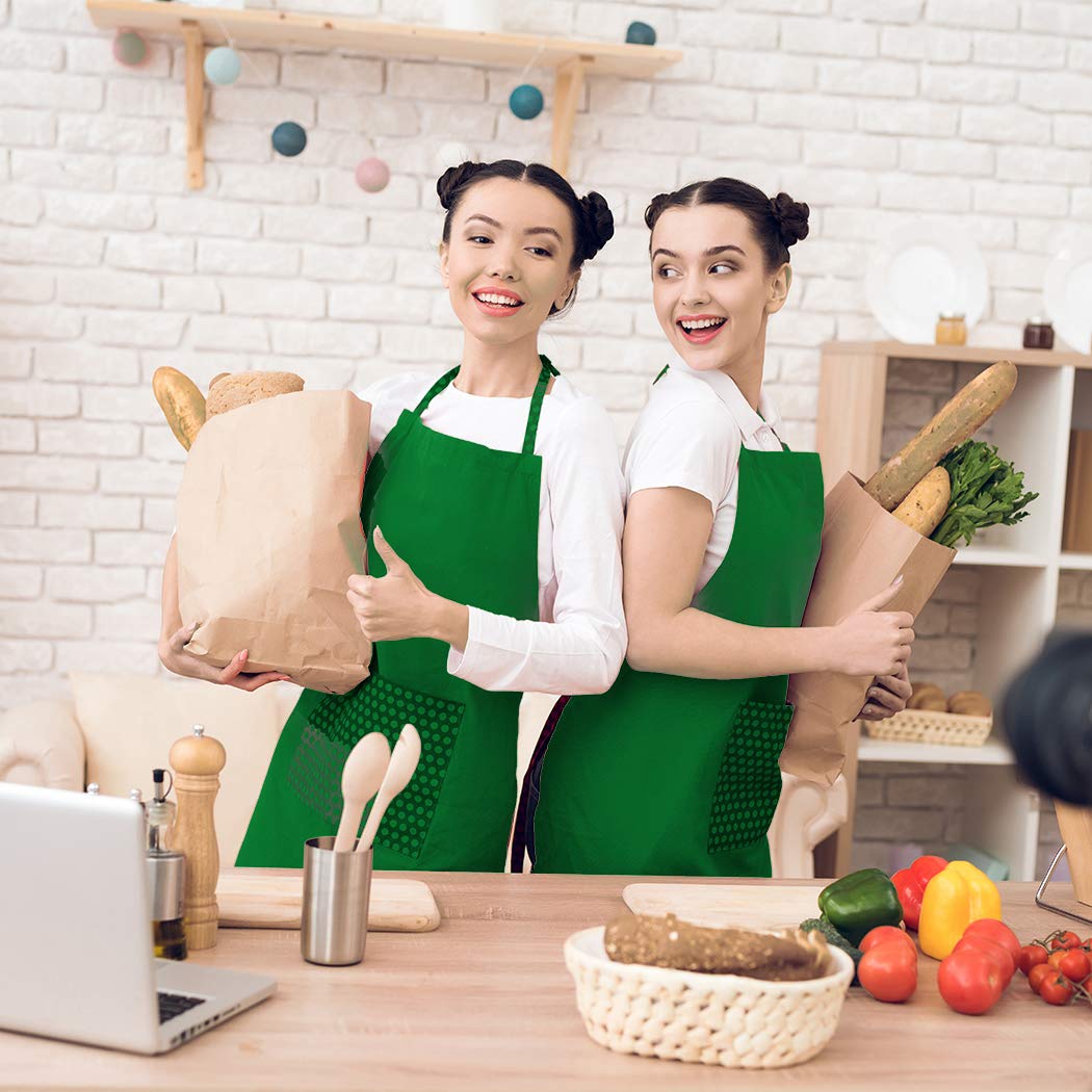 16 PCS Plain Color Bib Adult Apron for Women Men with 2 Pockets Waterproof Apron for Kitchen Cooking Drawing Crafting Painting Chef Restaurant Baker Servers Waitress Waiter BBQ(16, Blue Combination)