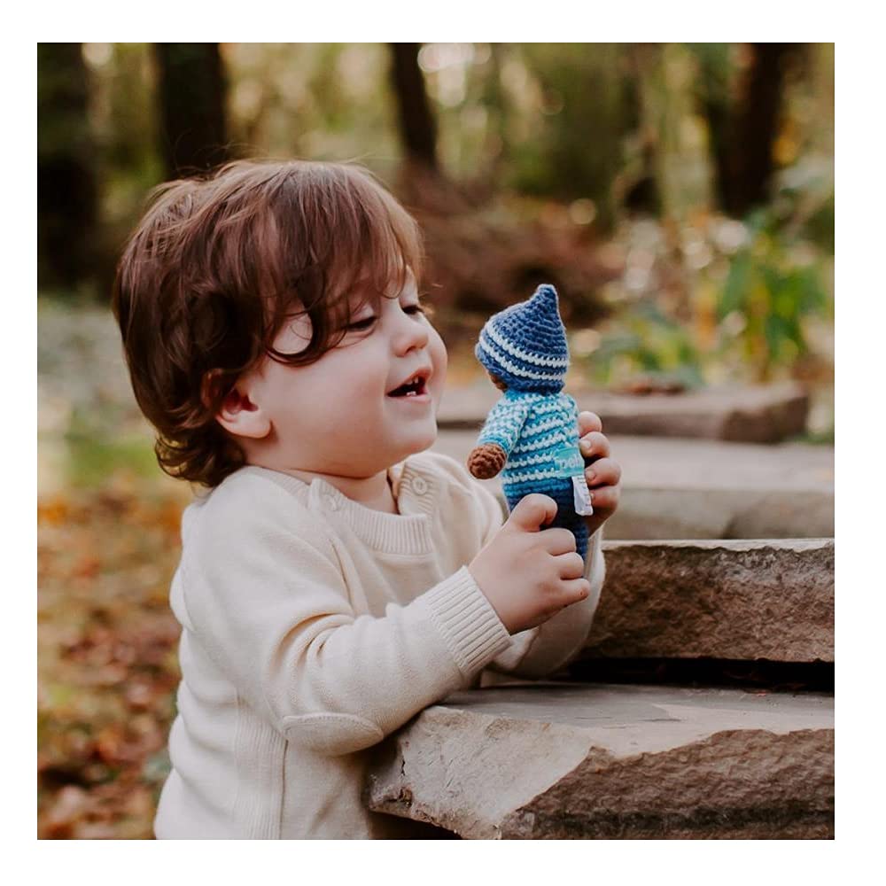 Pebble | Handmade Pixie Rattle - Birch - Blue | Crochet | Fair Trade | Pretend | Imaginative Play | Montessori | Machine Washable