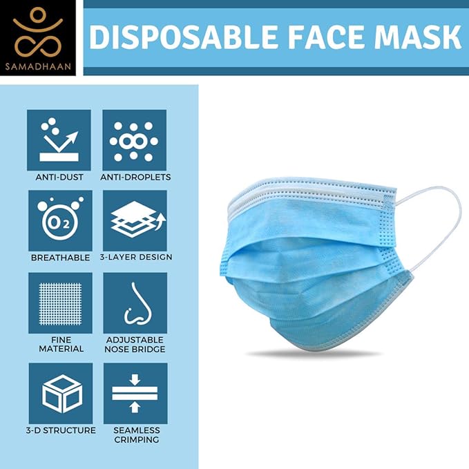 Disposable Face Mask | Pack of 10000 | Safety Face Mask | Non Woven Thick 3-Layer Breathable Mask | Adjustable Earloop, Mouth and Nose Protection | Dust Mask | Masks for Facial Cover