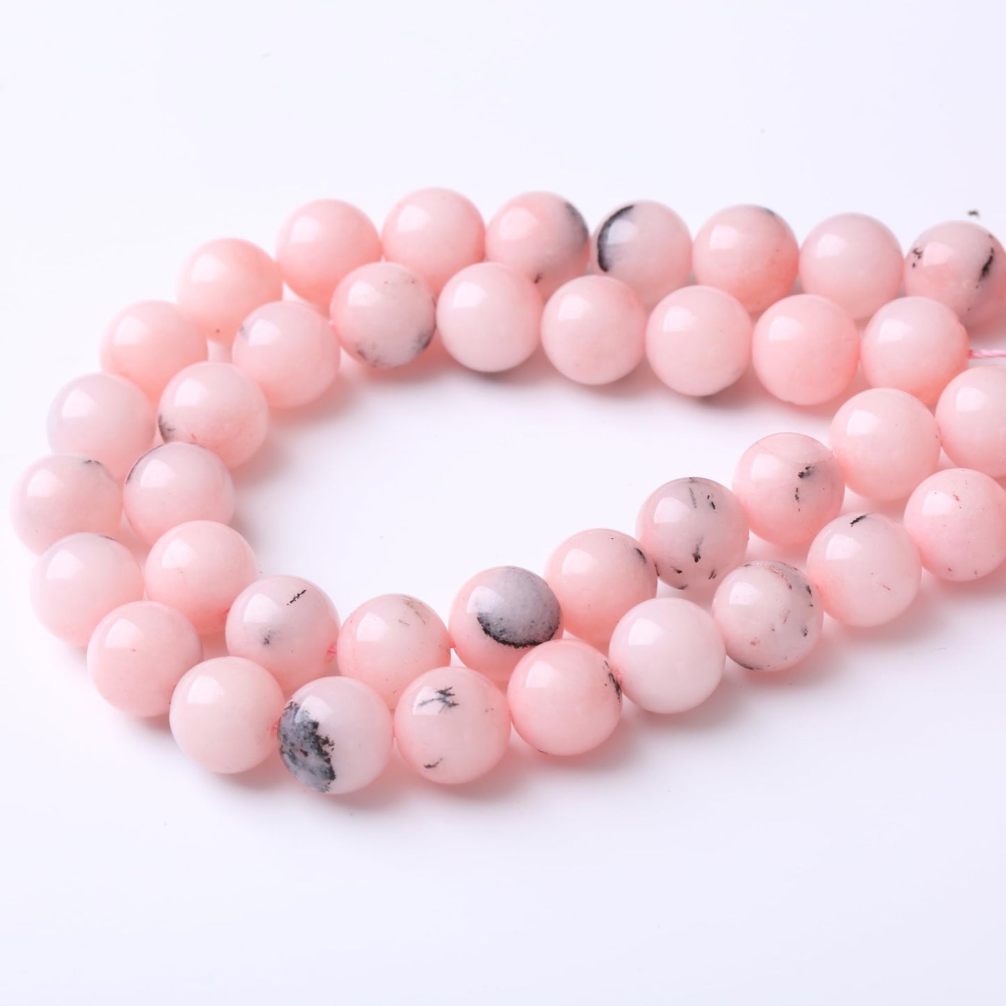 10MM Pink Bamboo Round Loose Beads Natural Gem Beads Crystal Energy Stone Beads for Jewelry Making DIY Bracelet Necklaces