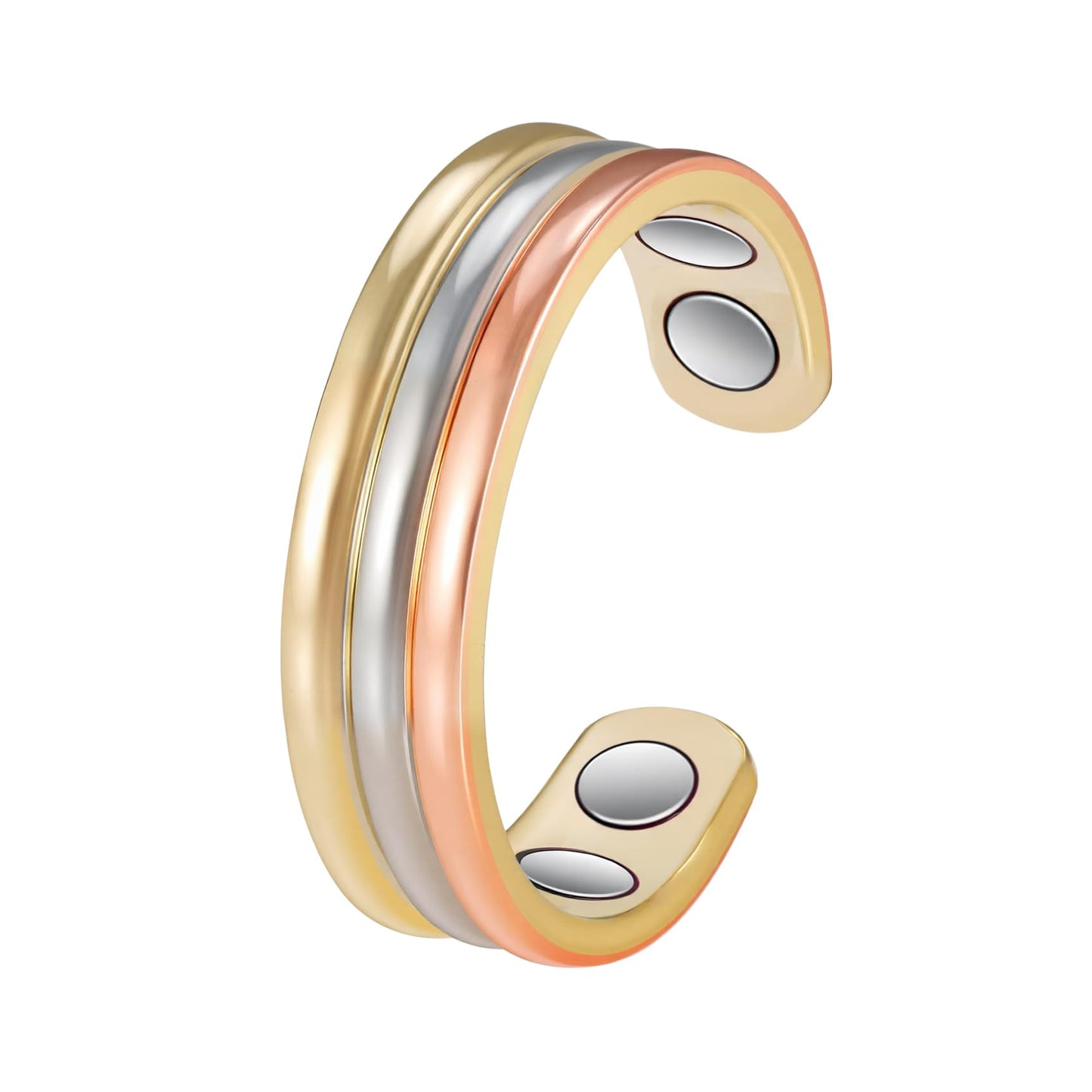 MagSølv Copper Rings for Women, 99.99% Pure Copper Adjustable Magnetic Ring, Three Color Gold Jewelry