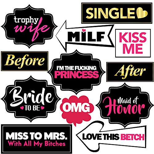 Bachelorette Photo Booth Props - 36 Pieces - Bride Tribe Bridal Shower Party Supplies and Gifts