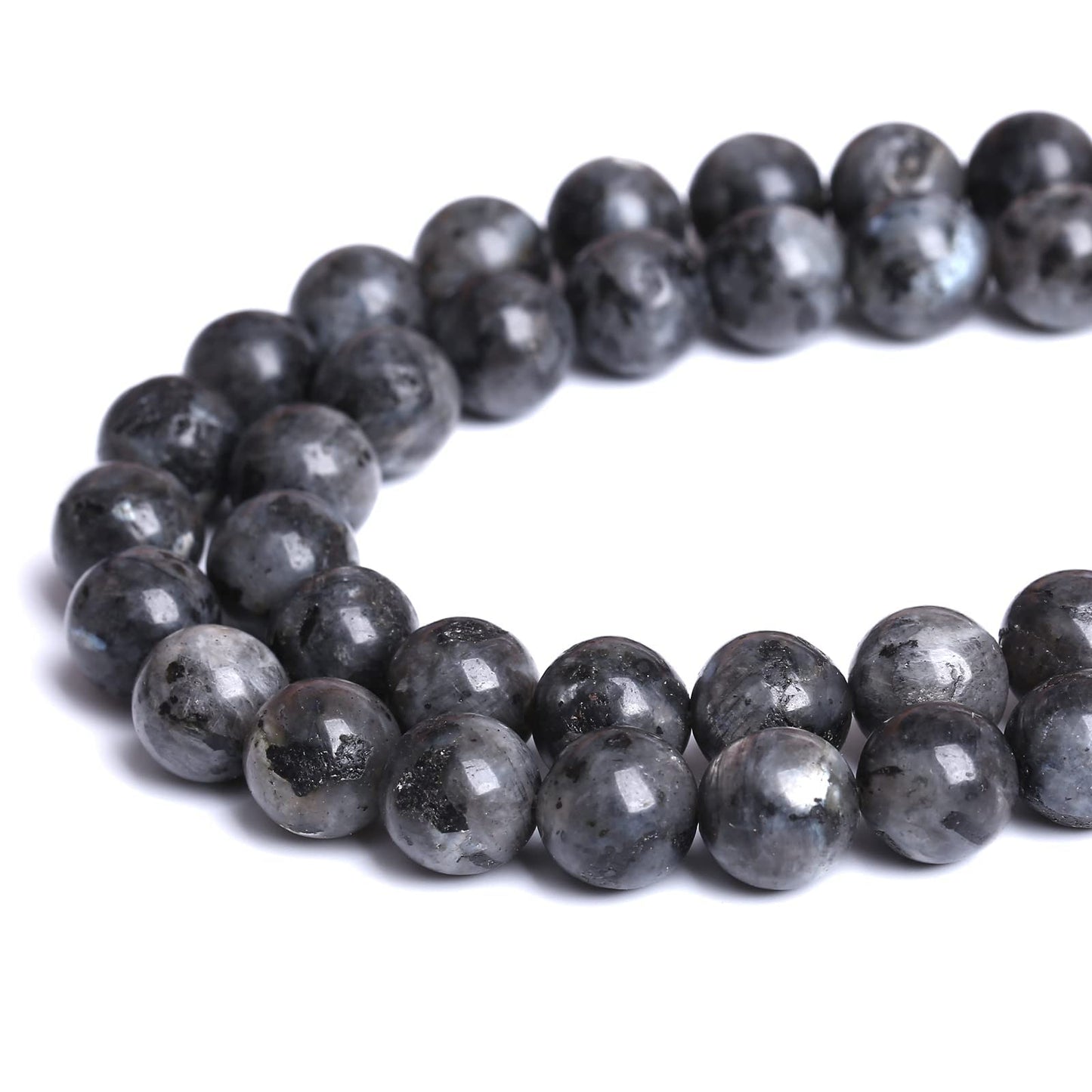 Natural Black Labradorite Stone Beads Round Larvikite Beads for Jewelry Making DIY Bracelet 8mm 45pcs 15" Strand Wholesale (Black Larvikite Labradorite Beads, 8mm)