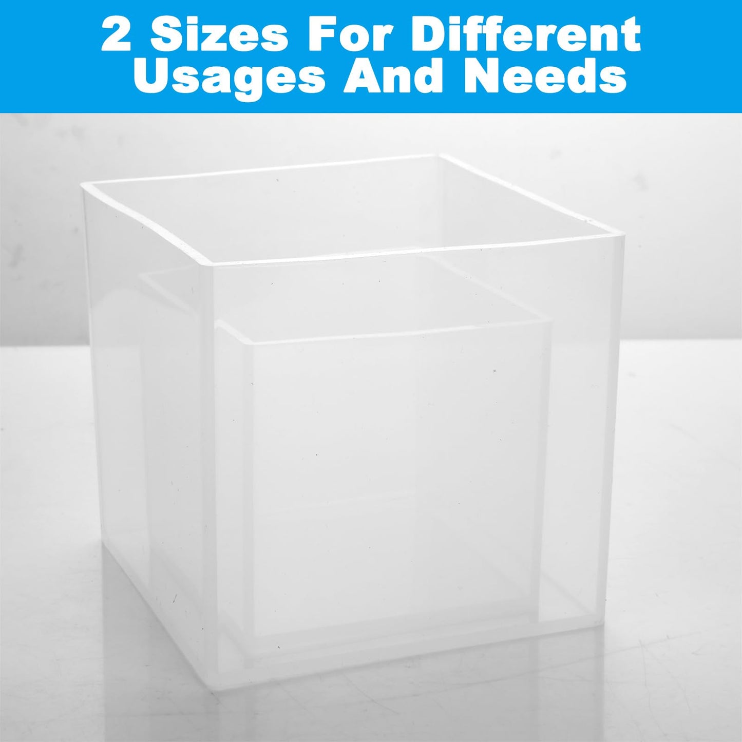 ABuff 2 Pack Square Resin Molds Cube Silicone Casting Molds, 2 Sizes Epoxy Resin Molds Transparent Square Silicone Molds for Resin Casting, 4 Inch and 3Inch