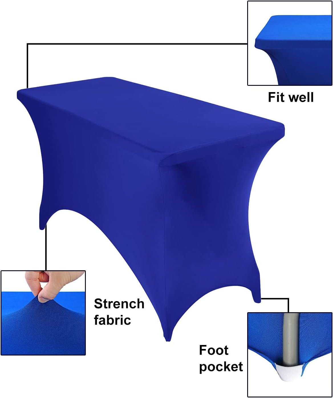 Spandex 4ft Waterproof Table Cover for Party,Wedding, Banquet, and Events(Royal Blue)