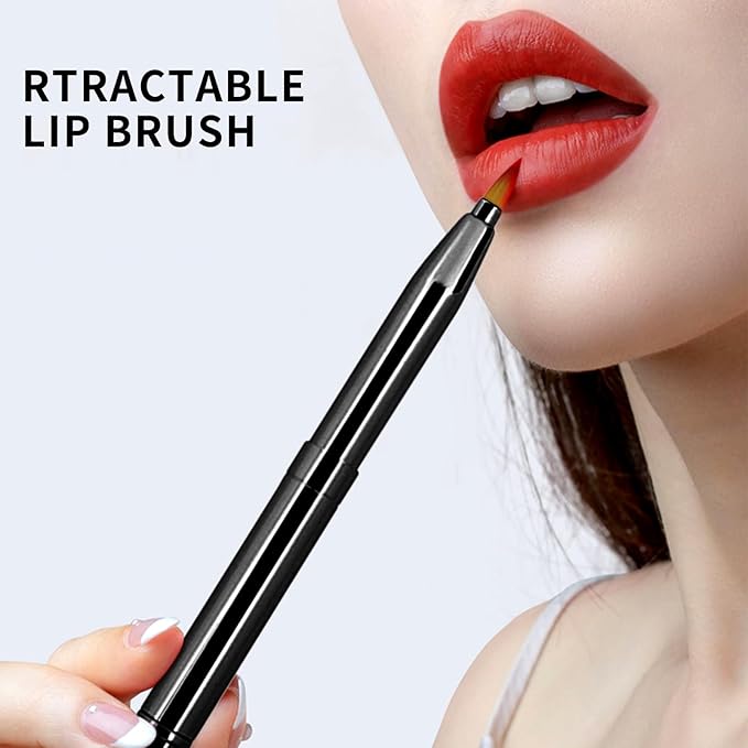 Unaone [2 Pack] Lip Brush for Lipstick, Retractable Lip Brushes, Dual-ended Makeup Brush for Lipstick Lip Gloss, Include Lid