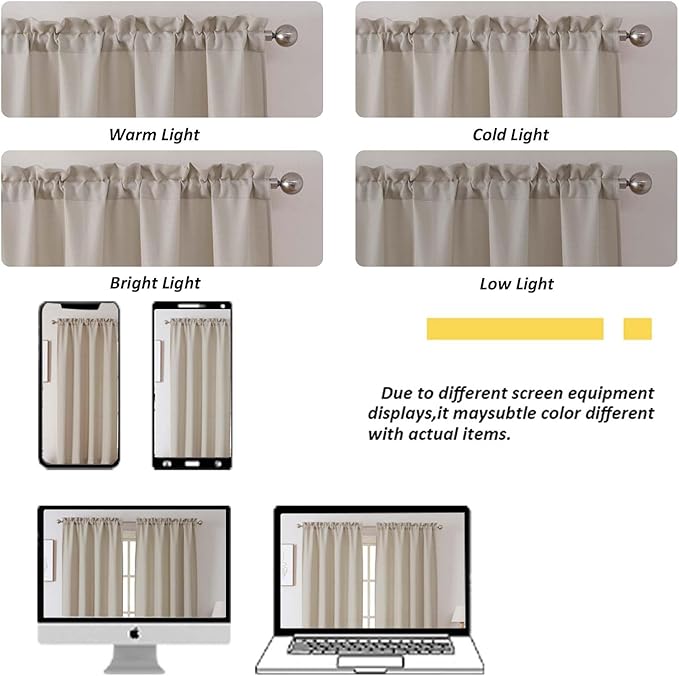 Chyhomenyc Curtains 72 Inch Length 2 Panels, Faux Linen Textured Light Filtering Soft Airy Privacy Farmhouse Curtain Drapes for Living Room Bedroom, 40 Wx72 L Inches, Moon Beige