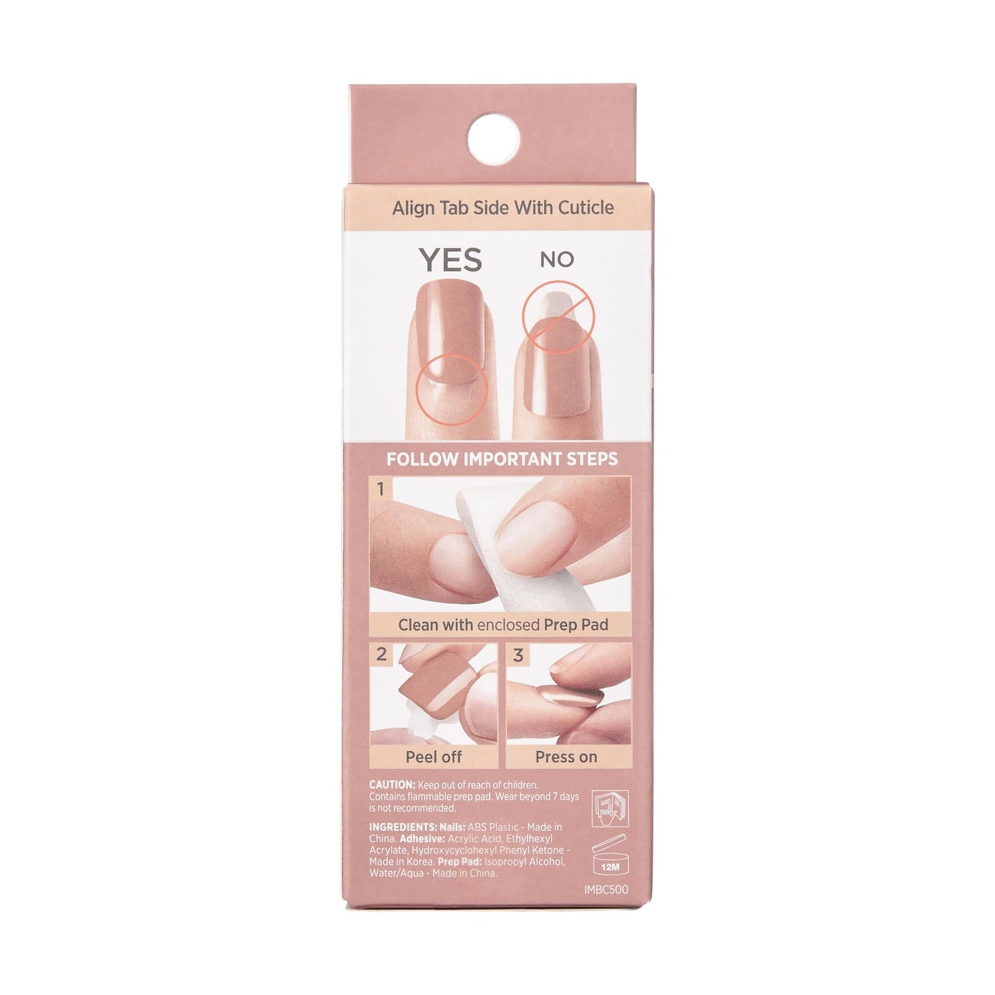 KISS imPRESS No Glue Mani Press On Nails, , 'Effortless Finish', Nude, Short Size, Squoval Shape, Includes 30 Nails, Prep Pad, Instructions Sheet, 1 Manicure Stick, 1 Mini File