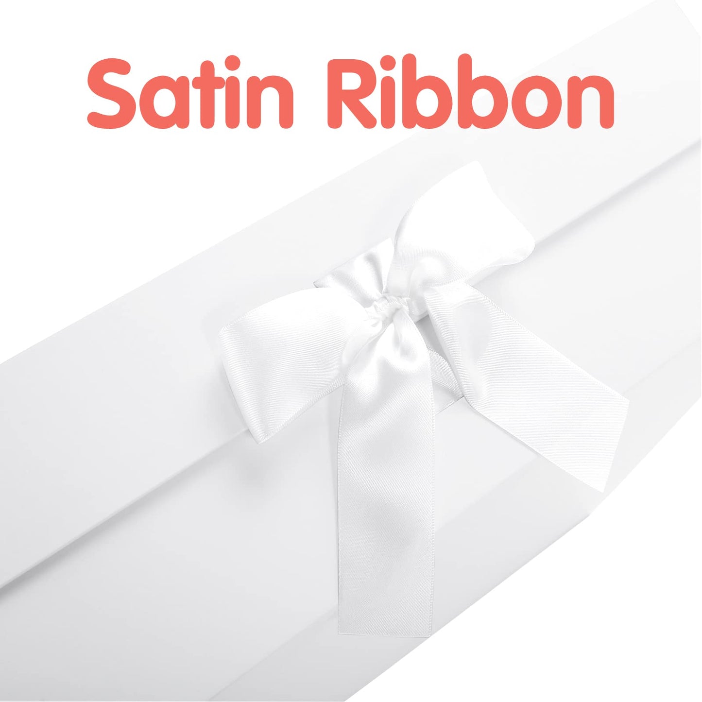 HAPPY POTATO 5 Large Gift Boxes with Lids and Ribbon 13.5x9x4.1 Inches, Bridesmaid Proposal Boxes, Magnetic White Gift Boxes for presents (Glossy White, Pack of 5)