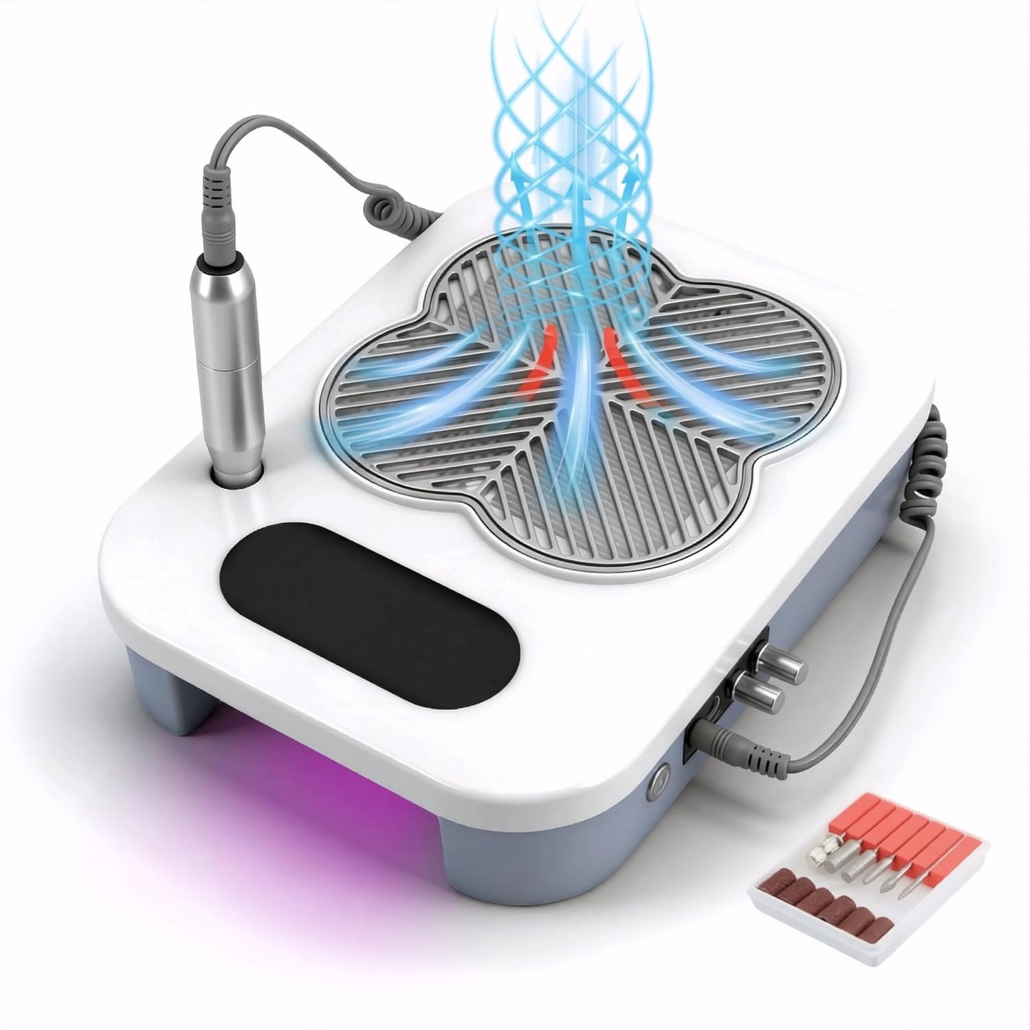 3-in-1 Nail Dust Collector & Electric Nail Drill File & UV LED Nail Lamp, Nail Kit Tech with Timer for Home Use Salon