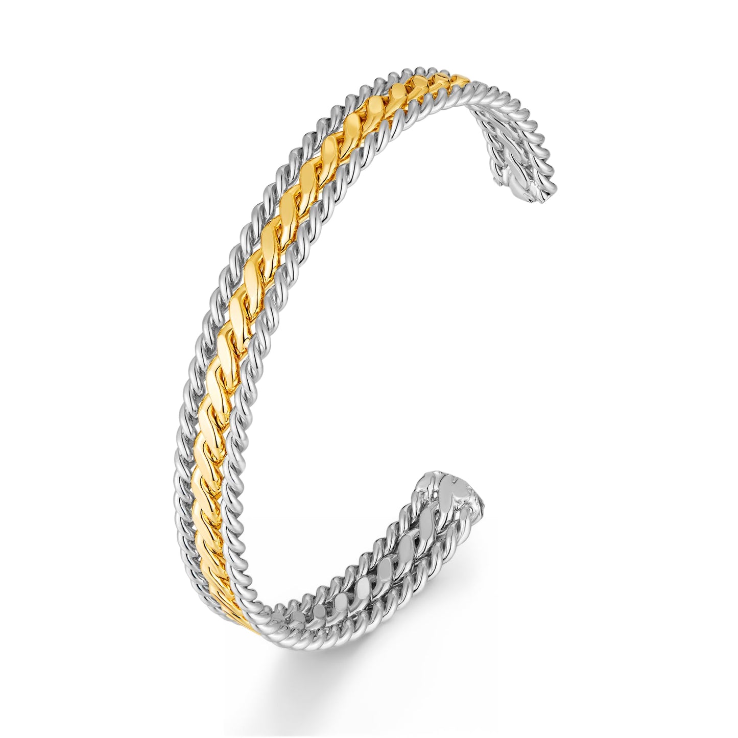 VEDAIM Two Tone Bracelet for Women Braided Twisted Cuff Bracelet Gold Silver Mixed Metal Statement Bracelet Adjustable Jewelry