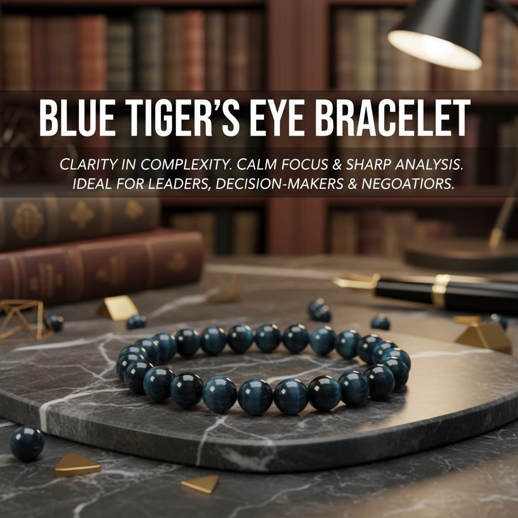 The Vida Handmade AAA+ Quality Crystal Stretch Elastic Bracelet - Nature Gemstone - Jewelry Gift - Holiday Gift - For Women & Men (Blue Tiger Eye)