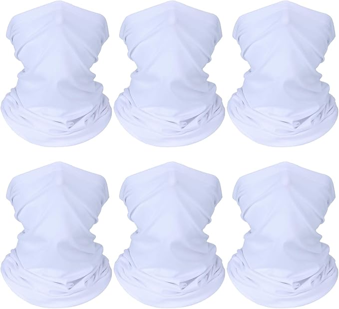 Geyoga 6 Pieces Winter Face Mask for Men UV Protection Mask Sunscreen Breathable Windproof Neck Gaiters Scarf Fishing Cycling Running (White)