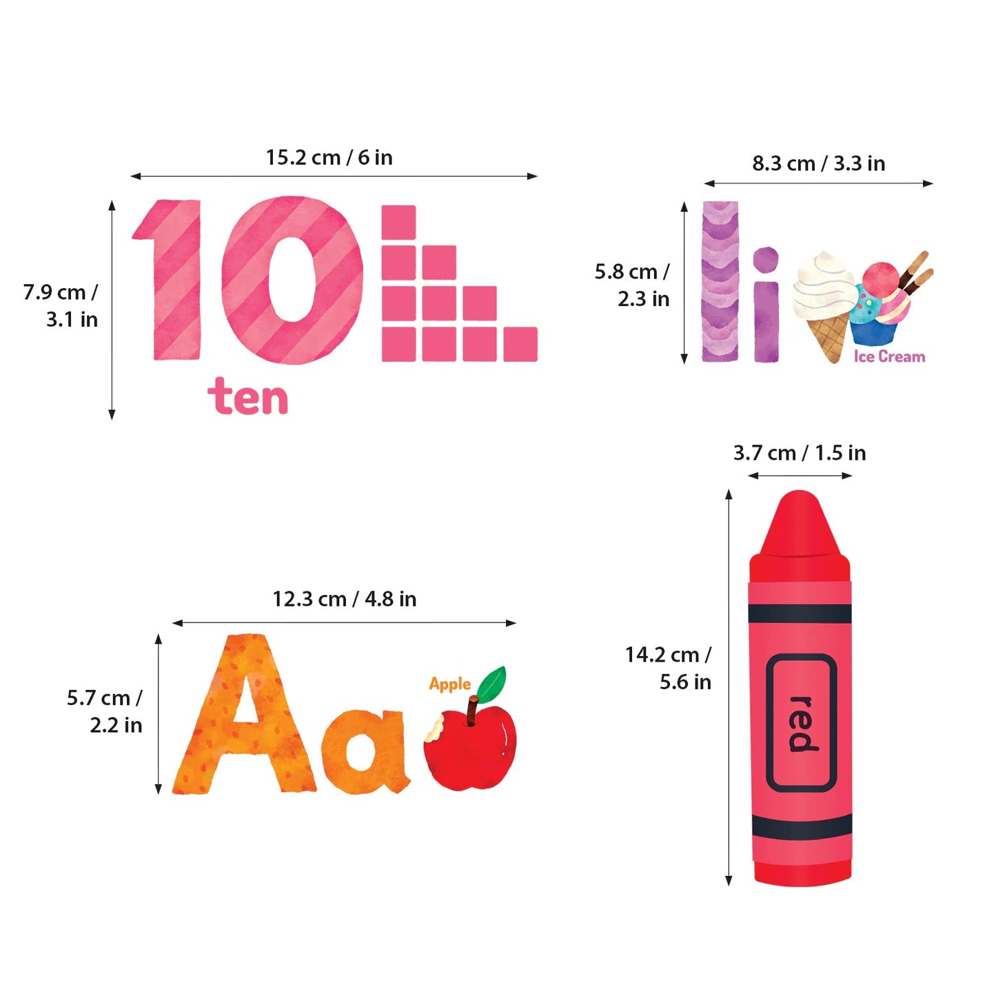DECOWALL DS-8044 Animal Alphabet Numbers Colour Decals Stickers Kids Peel and Stick Removable for Room décor Letters ABC Classroom playroom Decorations Educational Bedroom Nursery