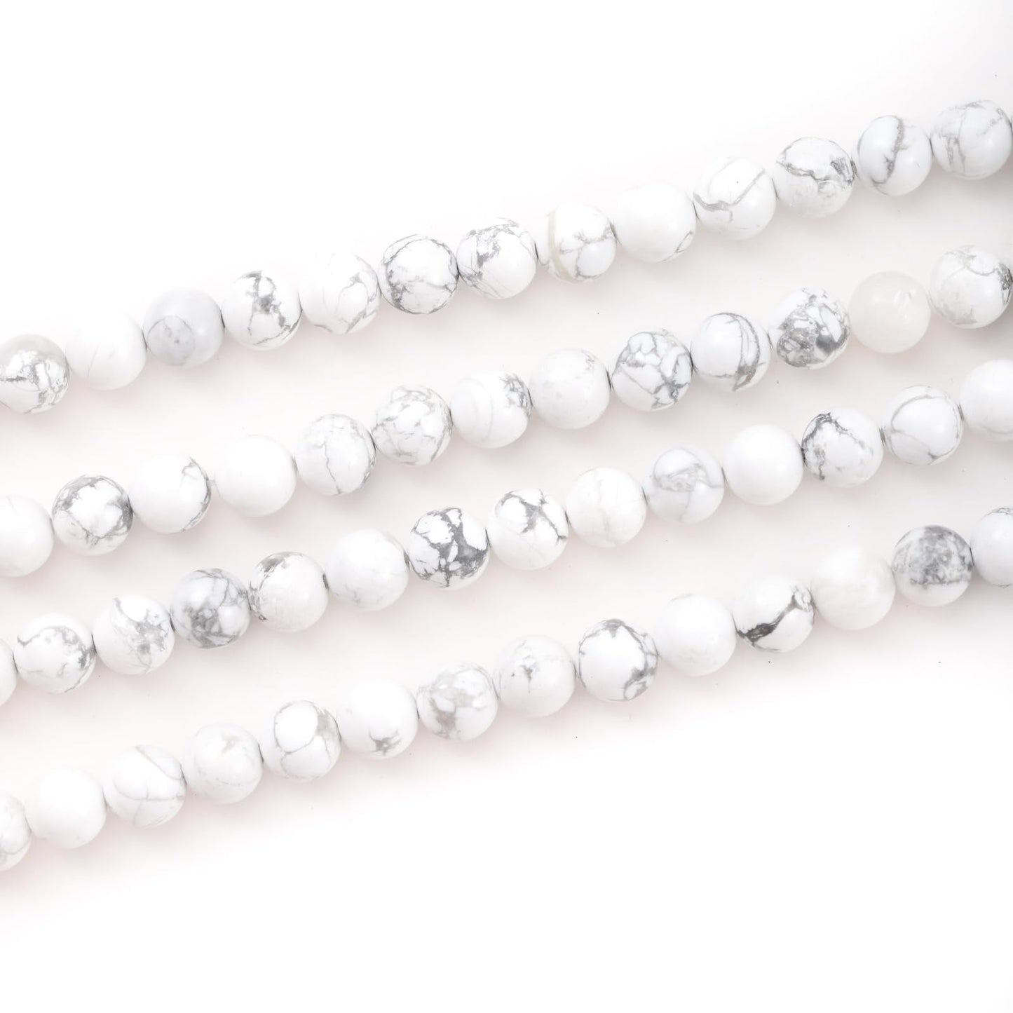 6mm 60pcs DIY Natural White Howlite Stone Beads Round Healing Crystal Gemstone Loose Beads for Jewelry Making Handmade Bracelet Necklace