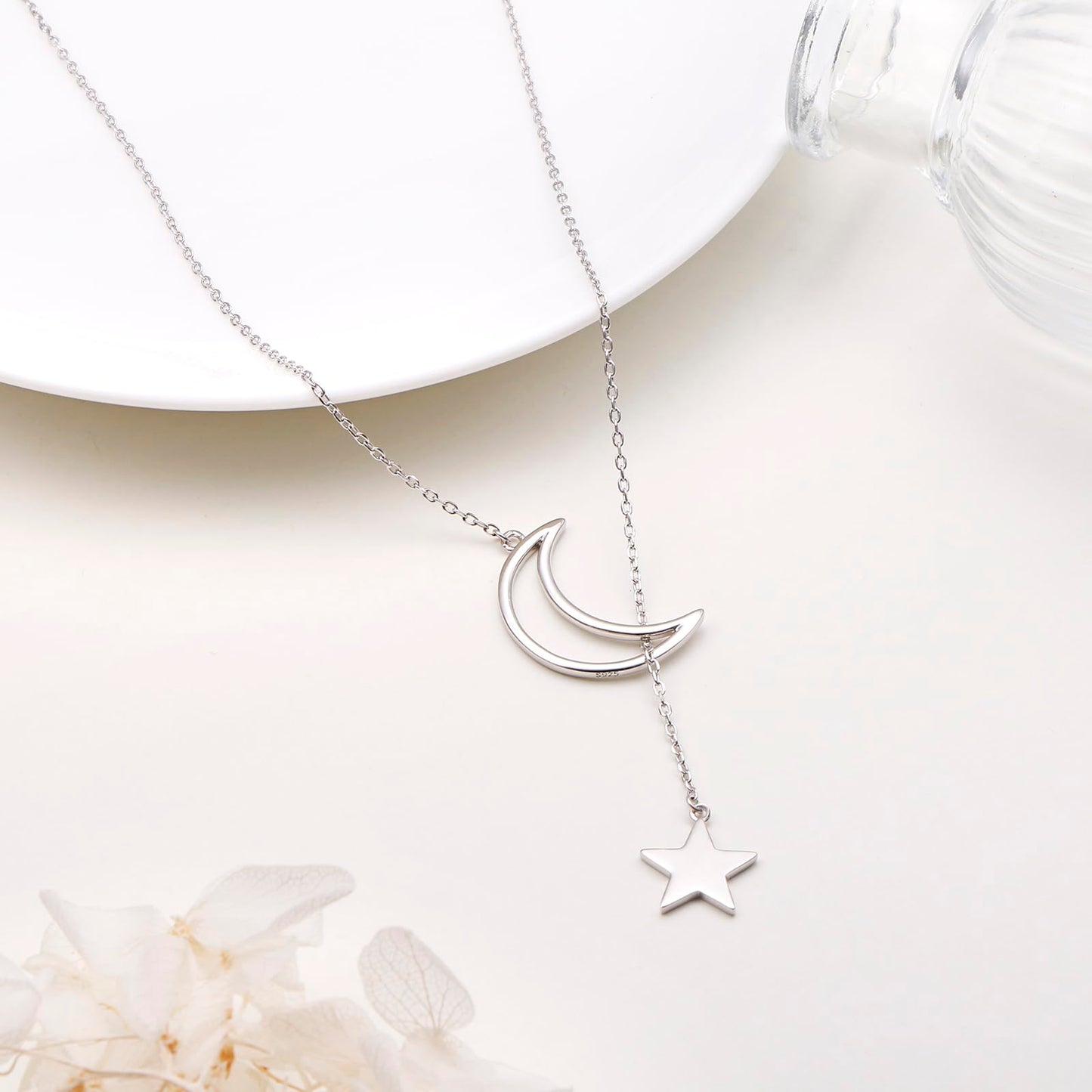 DAOCHONG Long Necklace Moon Star Sweater Necklace Long Chain Y Lariat Necklace for Women