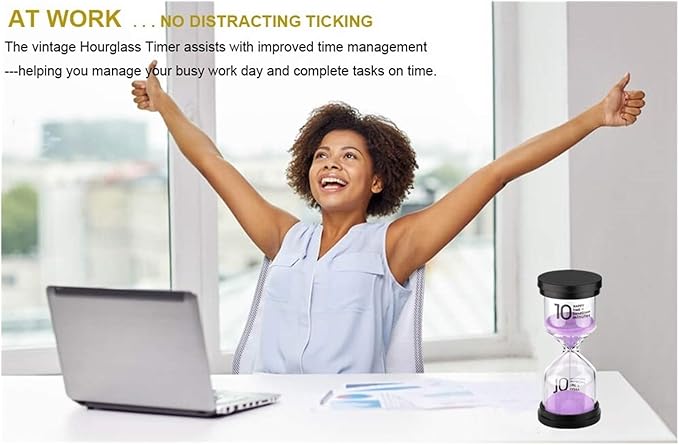 SuLiao Hourglass Sand Timer 10 Minute: Plastic Sand Clock, Purple Sand Watch 10 Min, Large Reloj De Arena 10 Minutos, Colorful Hour Glass Sandglass for Kids, Games, Classroom, Kitchen, Decorative
