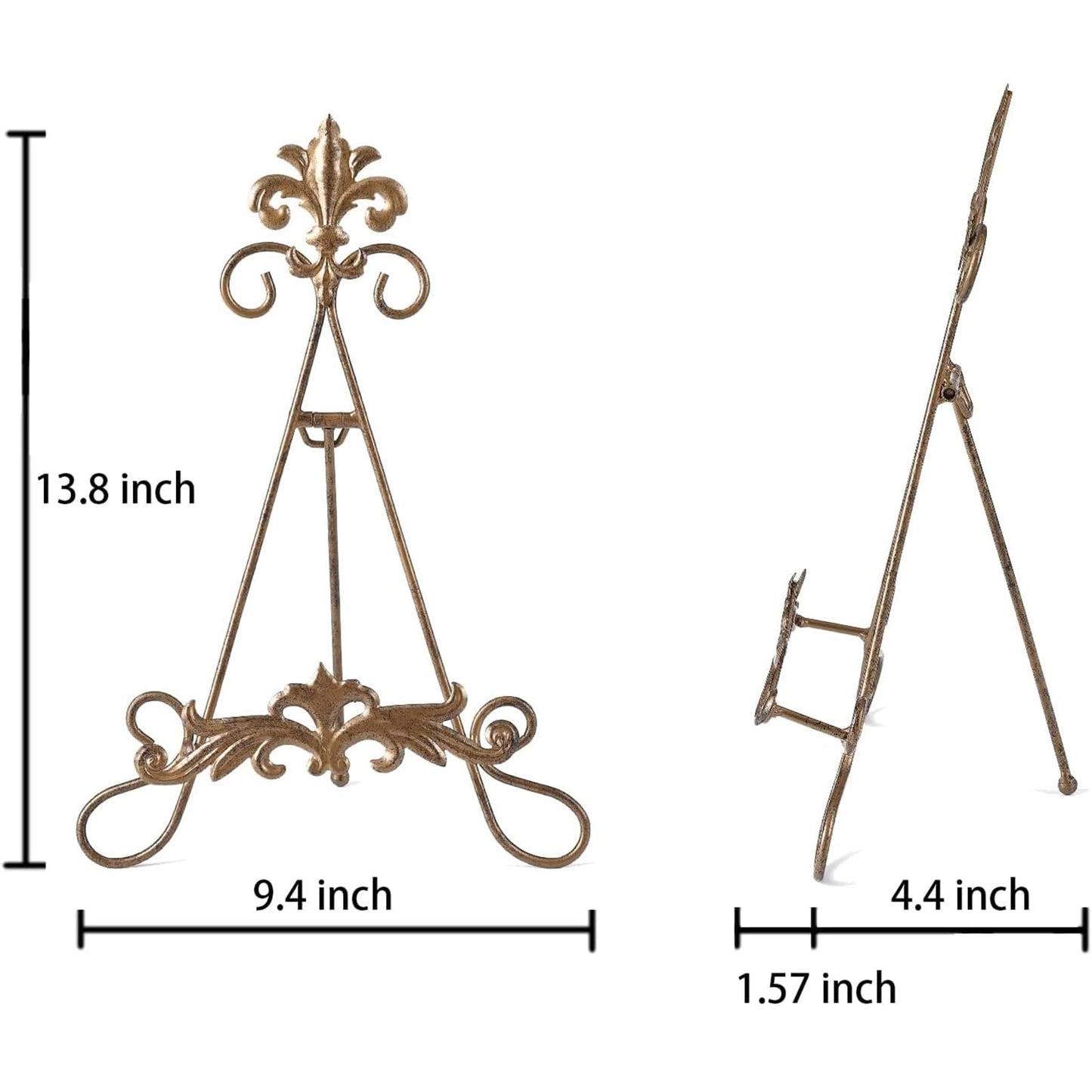 Wenbery 13.8" H Fleur-de-Lis Easel Stand,Metal Book Stand, Plate Holder Display Stand, Picture Frame Stand, Home Decor (Bronze)
