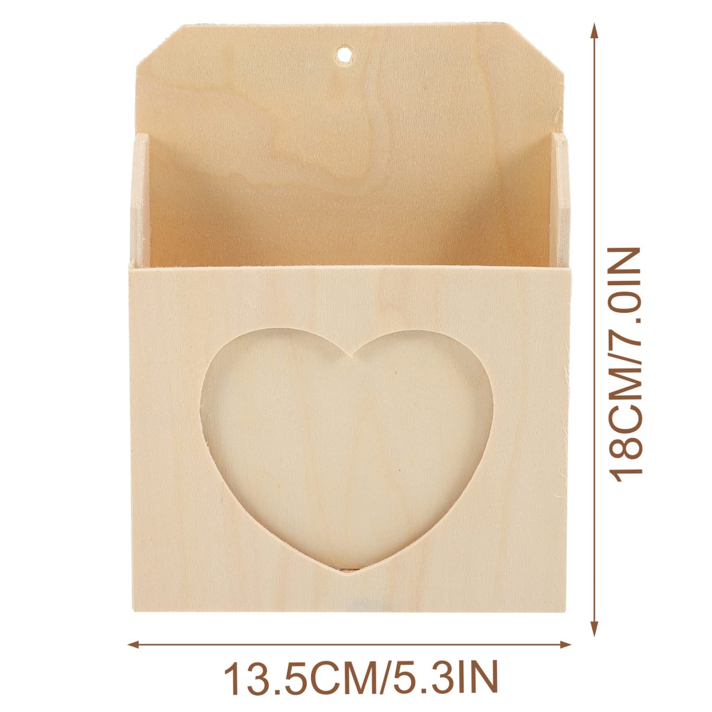 SEWACC Love Envelope Box 2Pcs Unfinished Wood Craft Kit for Kids Diy Painting and Decoration - Beige Photo and Mail Organizer