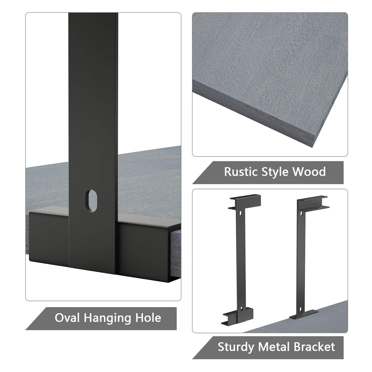 SRIWATANA Rustic Corner Shelf, 2-Tier Wood Wall Shelf, Wall Mounted Storage Shelves for Bedroom, Living Room, Bathroom, Weathered Grey