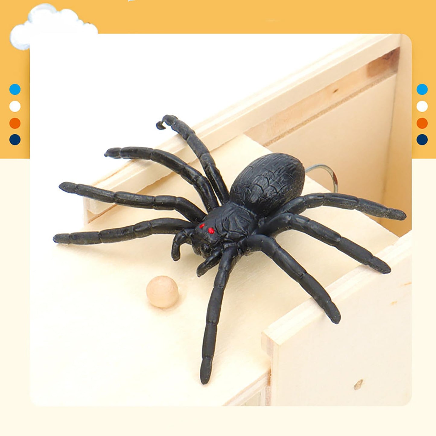 Winbar Rubber Spider Trick Box, Handmade Wooden Surprise Box with Hidden Spider, Trick Toys & Prank Stuff for Adults and Children