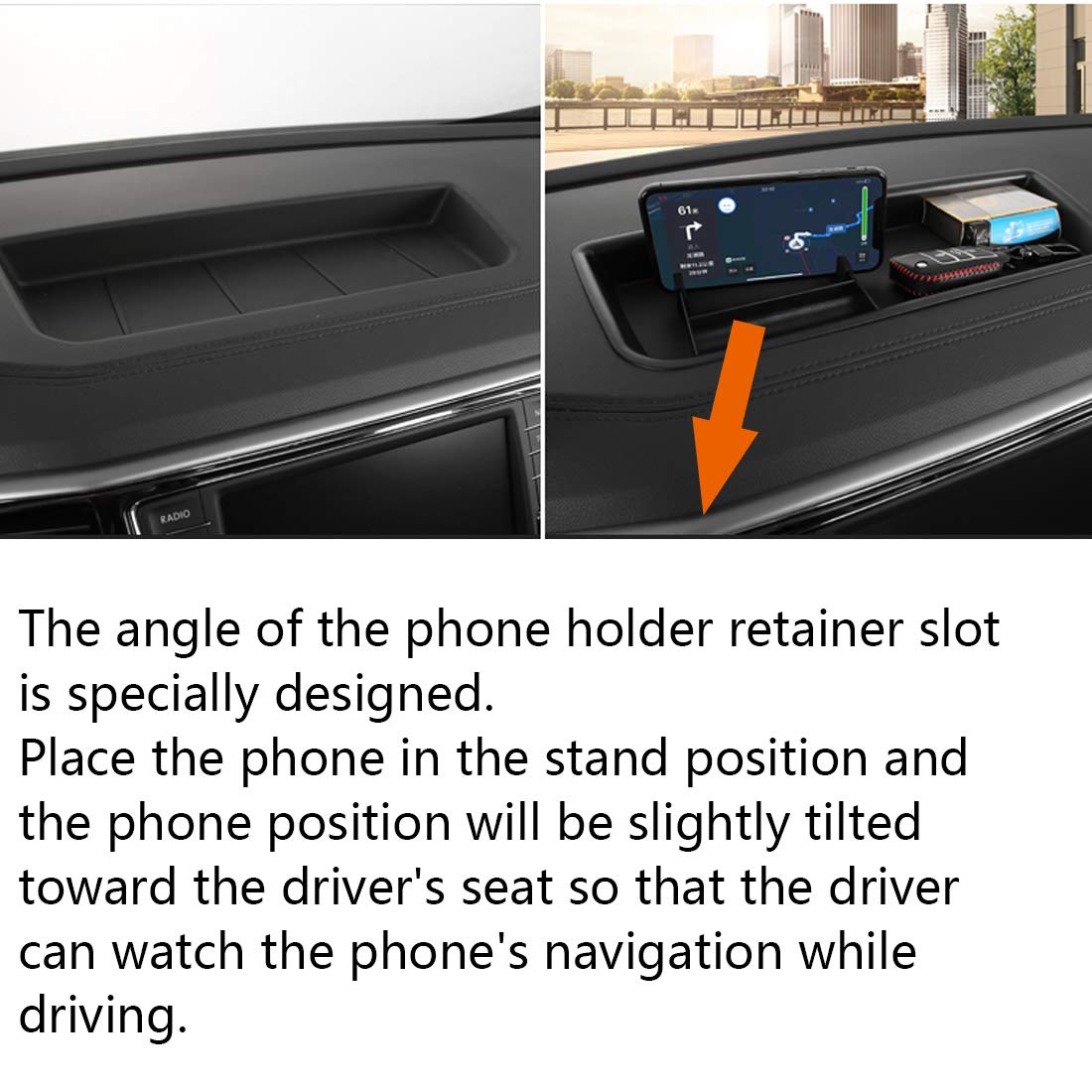 EDBETOS Interior Dashboard Storage Box Organizer Holder Tray Compatible with Volkswagen Atlas 2018 2019 2020 2021 2022 2023 Dash Mounted Holders Accessories