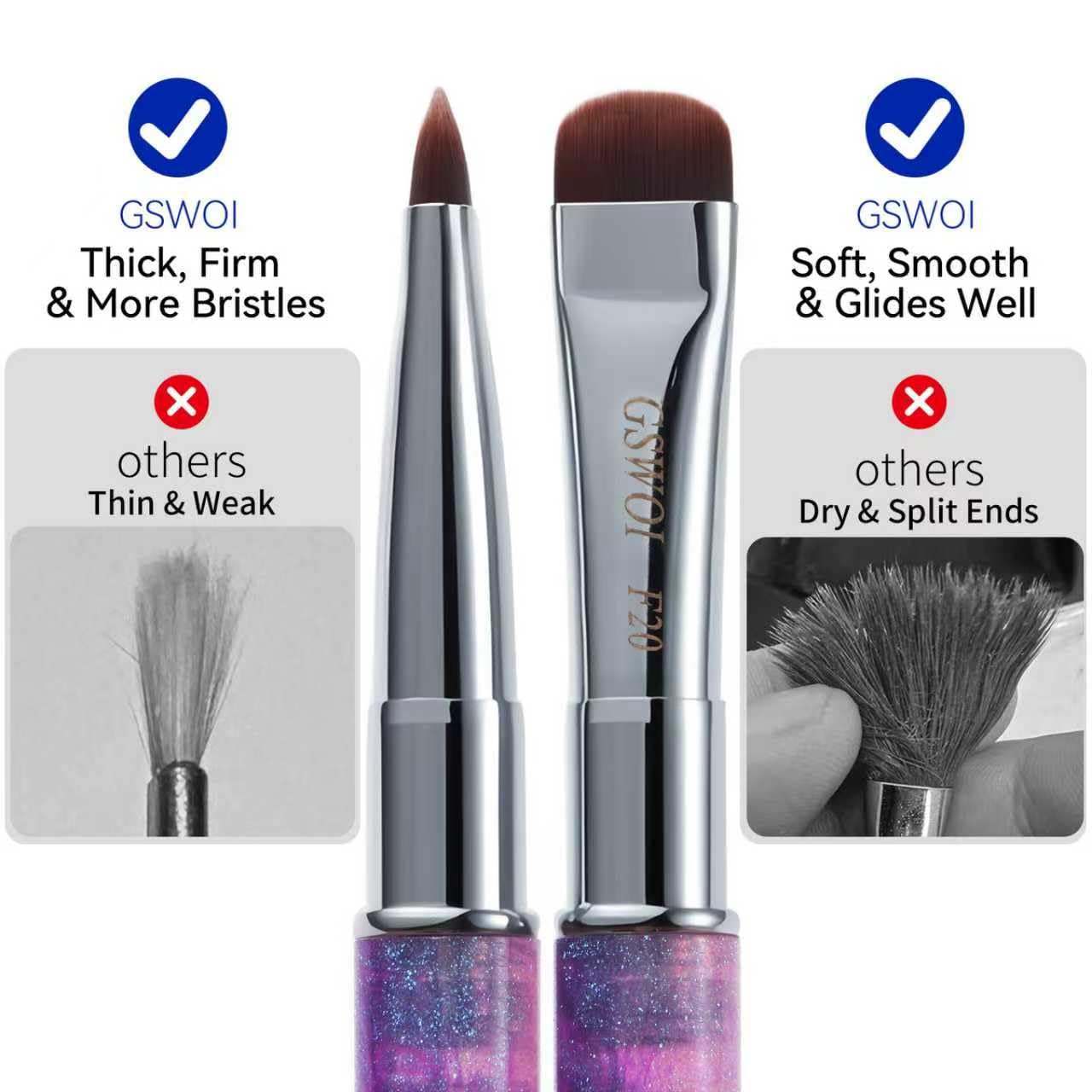 GSWOI French Tip & Nail Cleaning Brush - Dual Function Gel Polish Clean Up Tool with Custom Firm Bristles for Professional Manicure (F16)