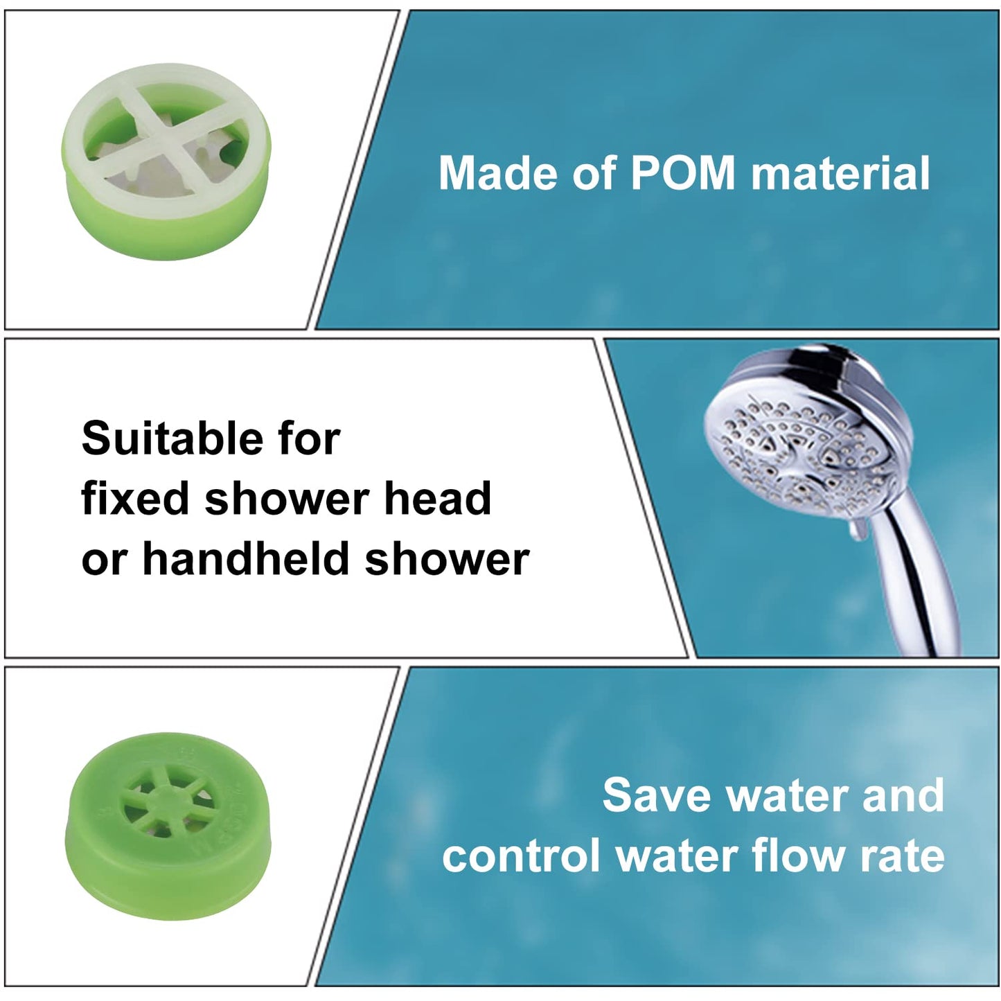 Hibbent 9-Piece Water Flow Restrictor Set, 1.5/1.75/2.0/2.5/3.0 GPM Shower Head Flow Reducer Limiter, Flow Control Valve, Water Saver Adapter Set for Bathroom Fixed or Handheld Showerhead