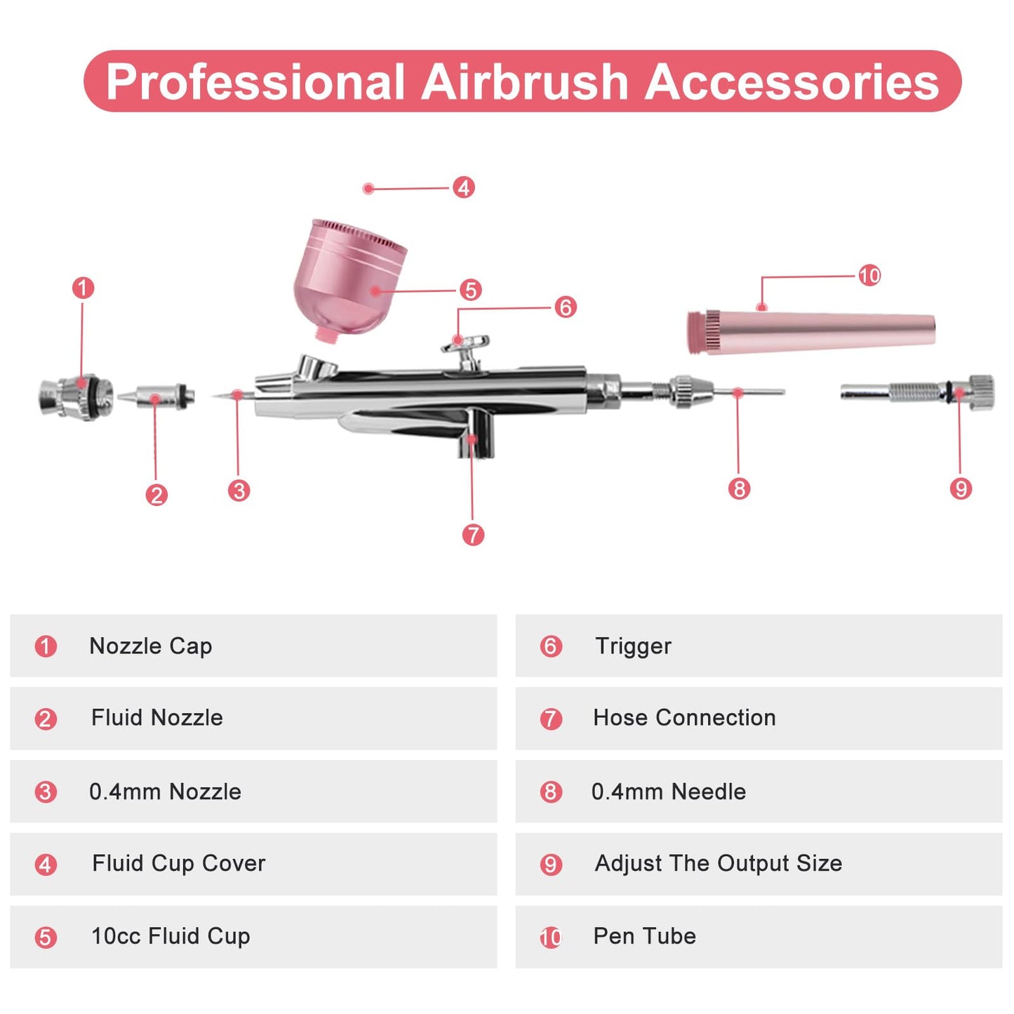 ZPSHYD Airbrush Kit Portable Air Brush Kit with Airbrush Compressor Nail Charms Wireless Rechargeable for Barber, Nail Art, Tattoo, Makeup, Model Painting (Pink)