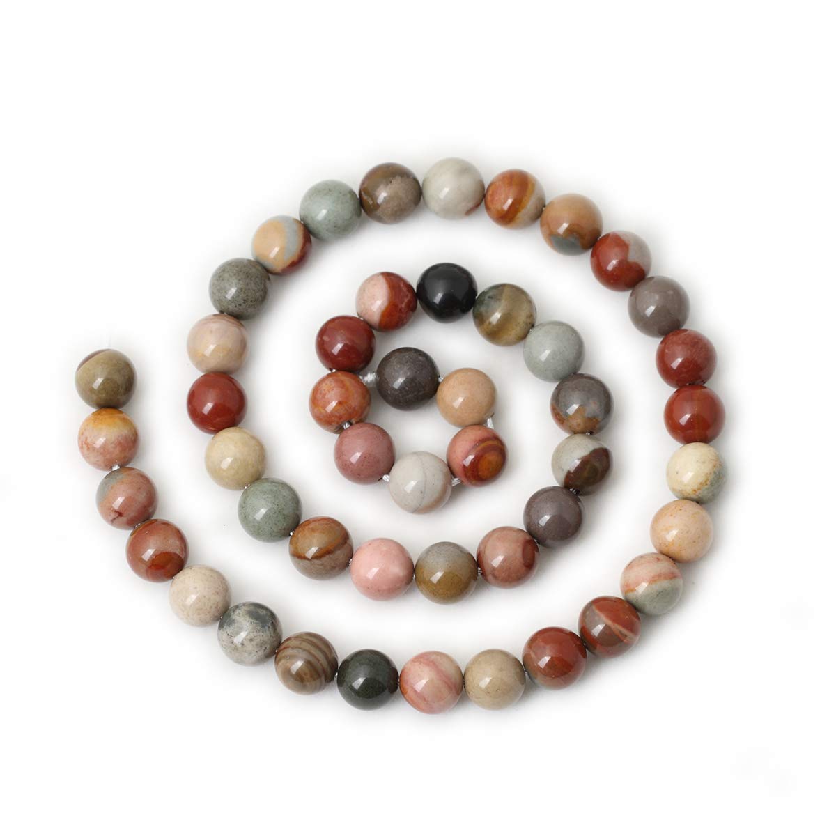 CHEAVIAN 45PCS 8mm Natural USA Picture Stone Gemstone Round Loose Beads for Jewelry Making DIY Findings 1 Strand 15"