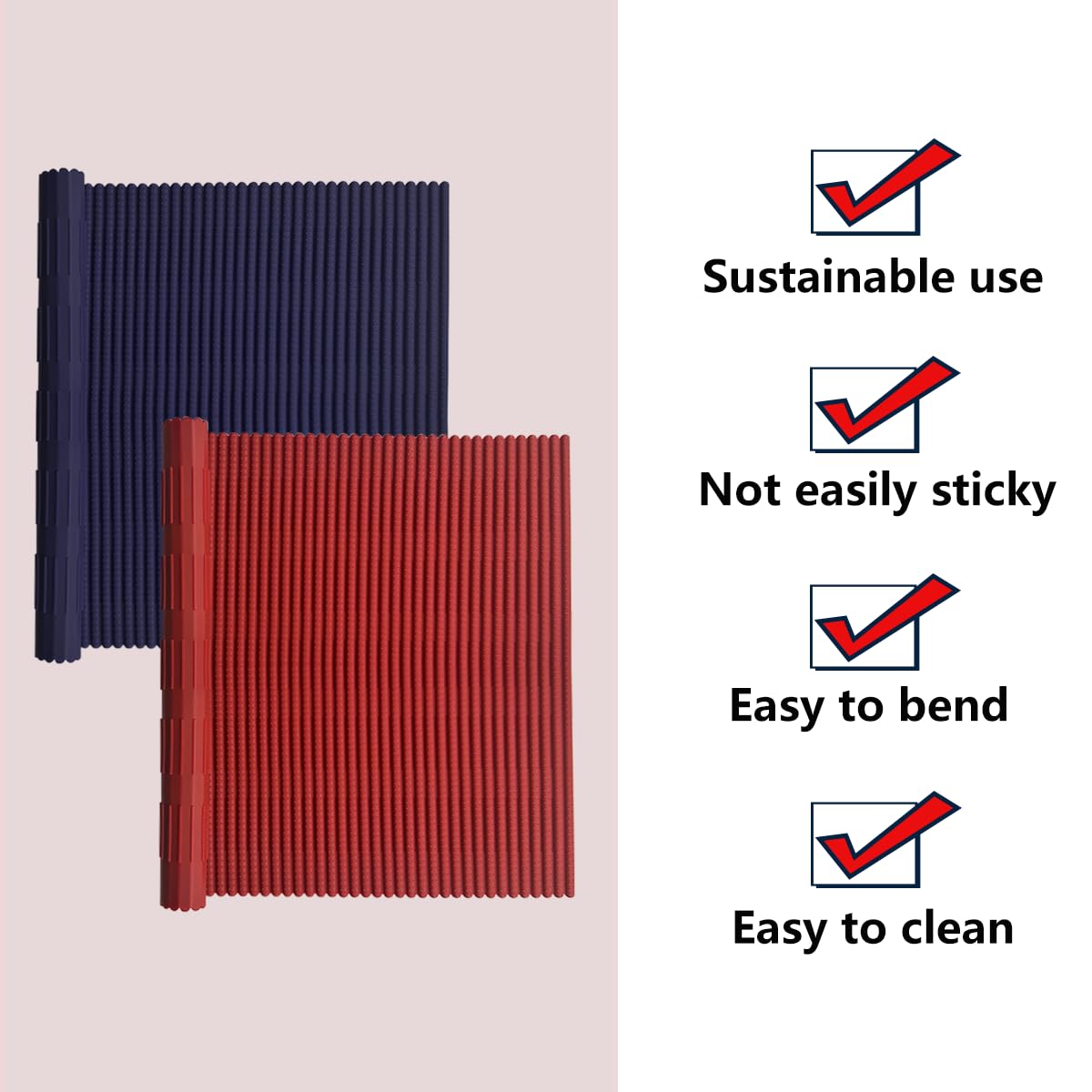 Esamploe 2 Pcs Silicone Sushi Mat,Non Stick Silicone Sushi Roll Mat,Durable Silica Sushi Roller,Reusable and Easy to Clean,Home Kitchen DIY Sushi Silica Making Tools(Red/Blue)