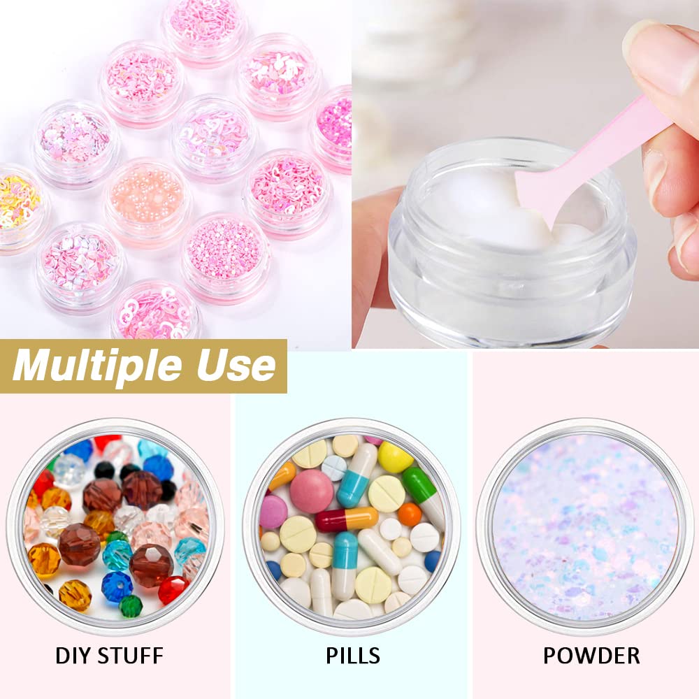 8 oz Plastic Containers with Lids + 2oz Small Containers with Lid (Set of 24) Plastic Jars with Lids Cosmetic Jar - for Lip Scrub, Body Butters, Cream, Slime, Craft Storage