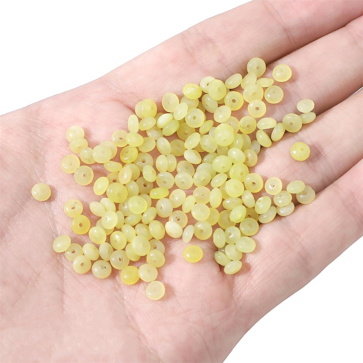 BEADIA Natural Lemon Jade Disk Stone Beads 4x2mm 160pcs Rondelle Loose Semi Gemstone Beads for Jewelry Making Design