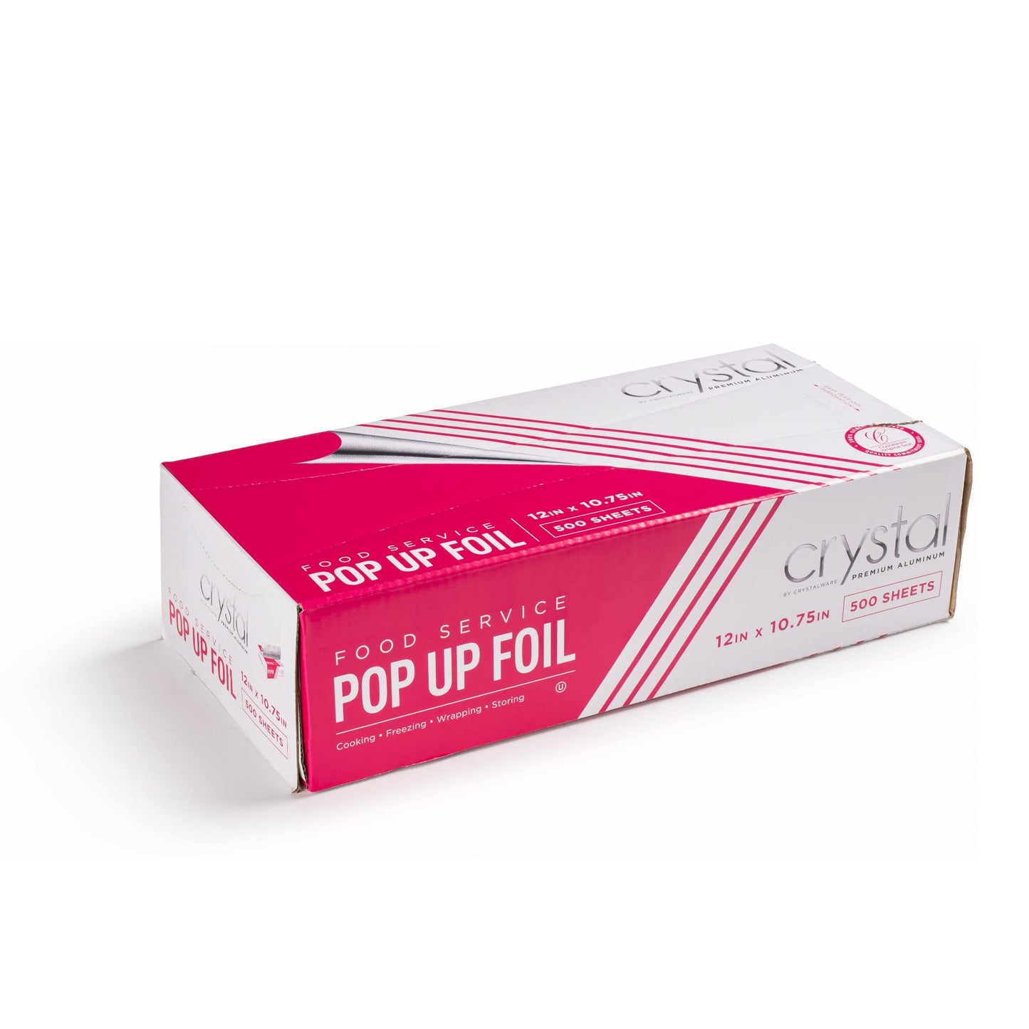 Crystal by crystalware Aluminum - Precut Foil Sheets - Pop Up Foil Sheets for Storing, Cooking Food - Premium Aluminum Foil Wraps - 12” x 10.75” - 500 Sheets, Silver