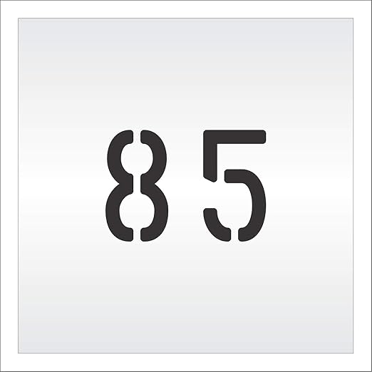 Pavement, Curb, and WheelStop Stencils - 4 inch Double Number Stencil - (85) - 4" x 5.5" x 1/16" (63 mil) - Light-Duty