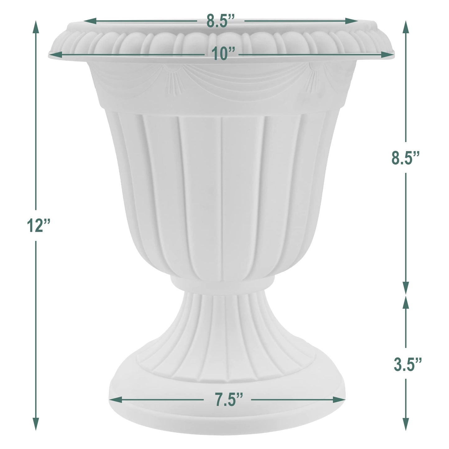 Arcadia Garden Products PL20CP Classic Traditional Plastic Urn Planter Indoor/Outdoor 10" x 12", Brushed Copper