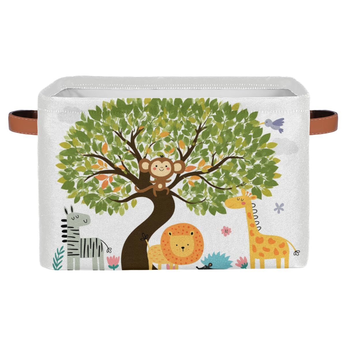 Rectangle Storage Basket with Handles, Cube Organizer Bins for Shelves Collapsible Toys Storage Box Clothes Baskets for Nursery Home Kids Room(Forest Animals)