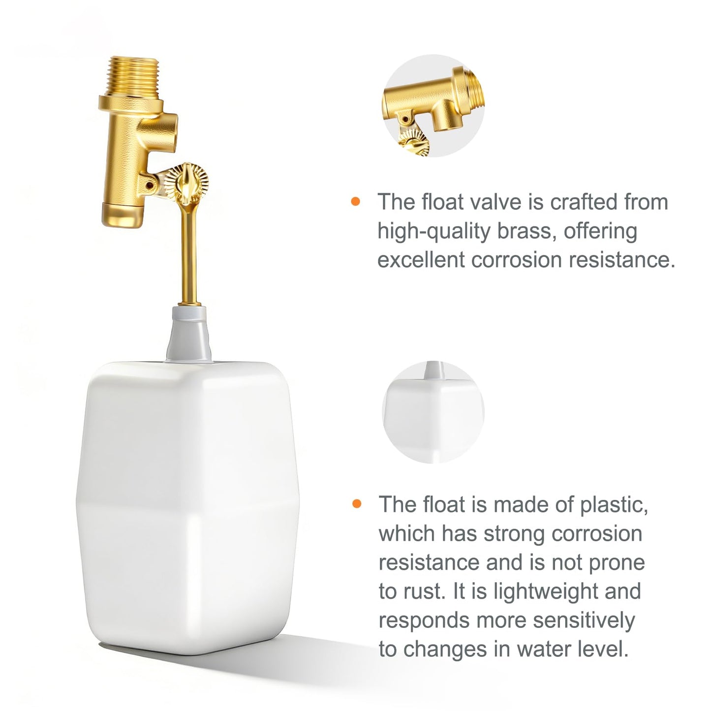 GASHER 2PCS 3/8" Water Float Valve, Water Level Controller for Water Troughs, Fountains, Water fountains, Water Tanks, Ponds
