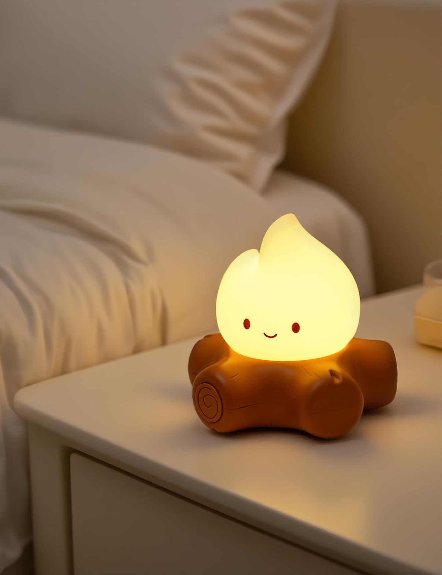 BANDIANCY Chibi Campfire Night Light, Silicone, LED Flickering Flame Lights, Dimmable, Rechargeable Bedside Nightlight, Anime Kawaii Lamp Décor
