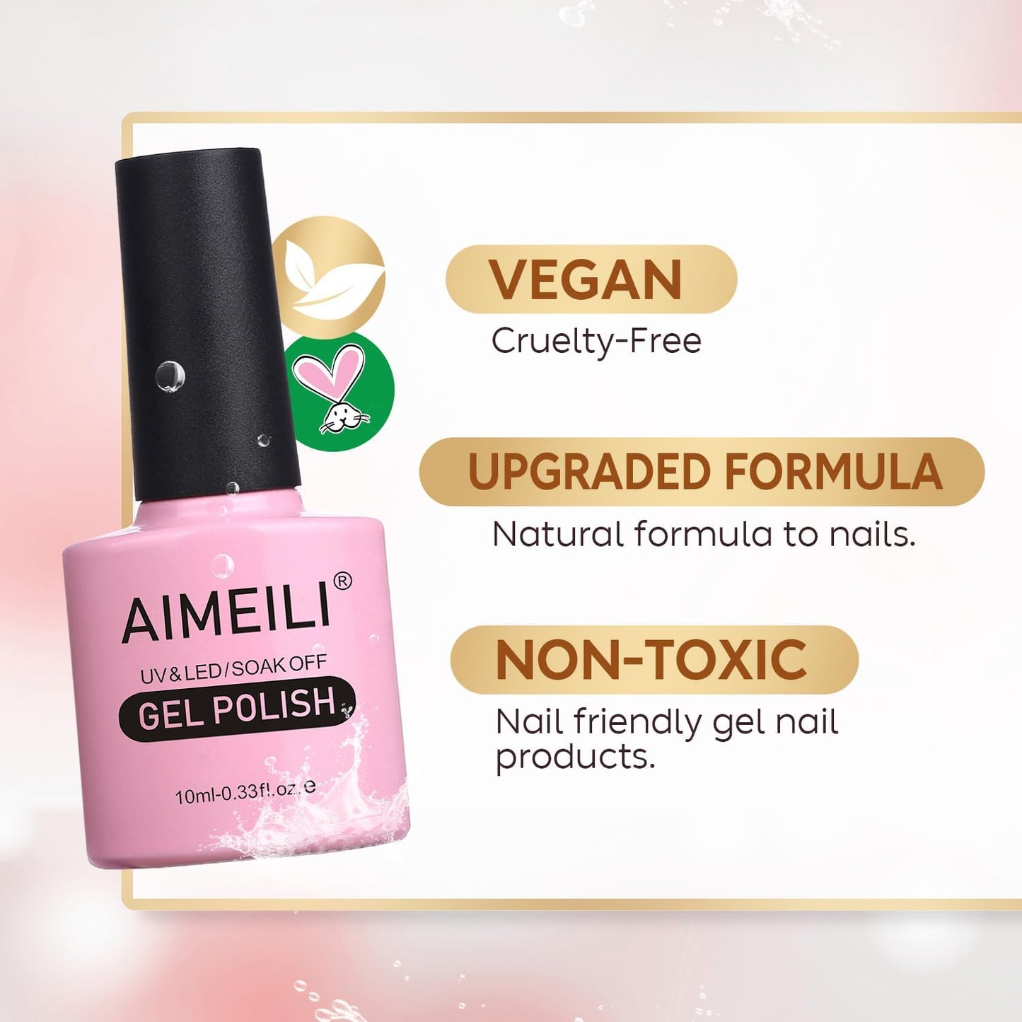 AIMEILI Hema Free Rubber Base Gel For Nails, Soak Off U V LED Clear Sheer Gel Nail Polish, 4 in 1 Nail Strengthen/Enhance/Base Coat/Color Set Of 6pcs X 10ml - Kit 47