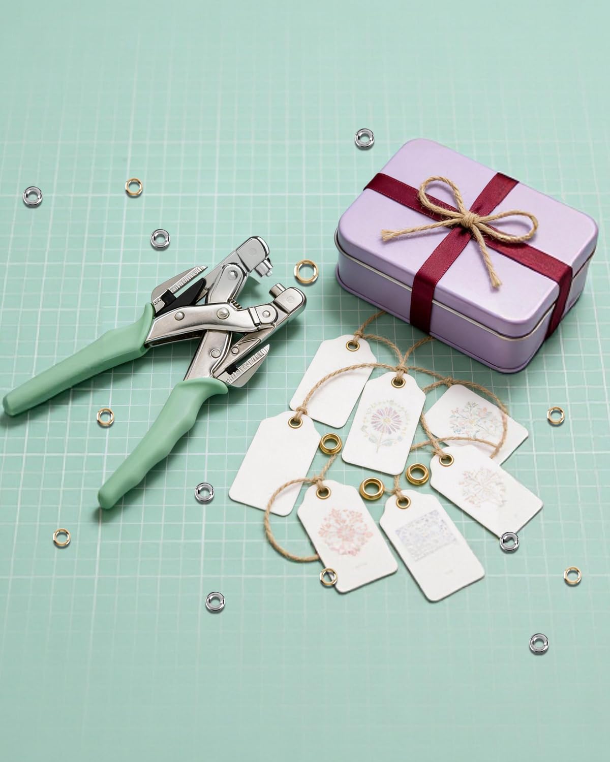 UCEC Professional 3/16 & 1/8 Inch Grommet Tool Kit, Grommet Eyelet Pliers Kit with 160Pcs Metal Grommets, Eyelet Hole Punch for Craft Paper Card Banners DIY Scrapbooking